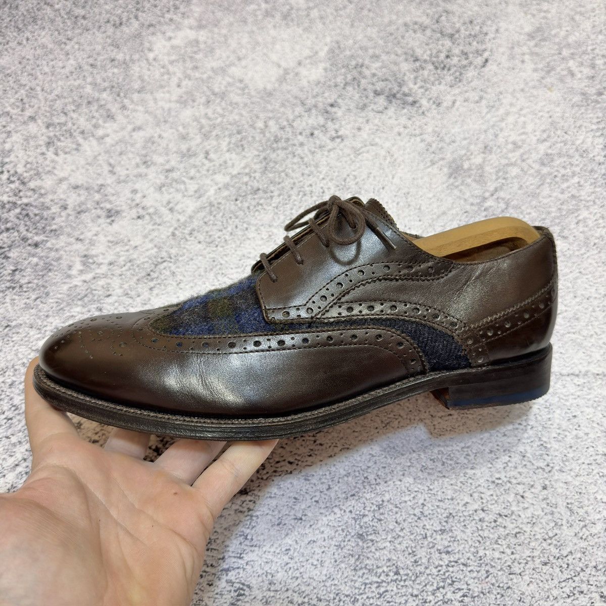 Abraham Moon & Sons × Handmade × Tommy Hilfiger Tommy Hilfiger&Abraham Moon Astor 1A Leather Tweed Brogues Size US 9 / EU 42 - 10 Thumbnail