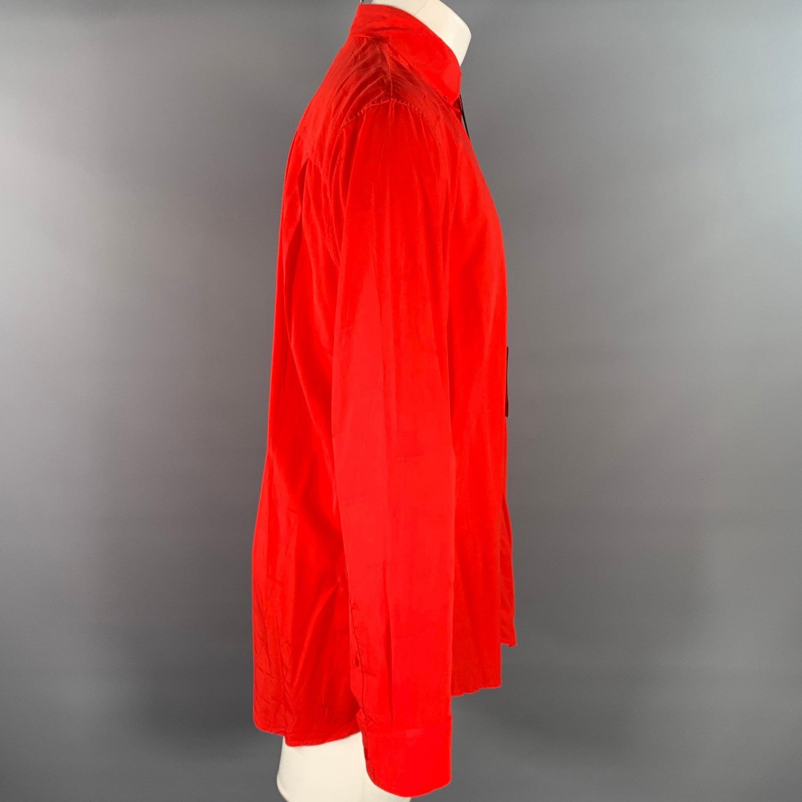 Balenciaga S Red Monogram Lyocell Button Down Long Sleeve Shirt Size US S / EU 44-46 / 1 - 3 Thumbnail