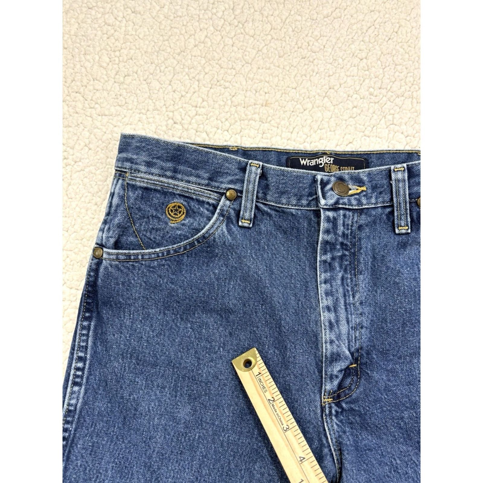 Wrangler Wrangler George Strait Jeans Blue Denim 32x25 Slim Straight 5-Pocket Regular Brand Mens Cowboy Western Size US 32 / EU 48 - 6 Thumbnail
