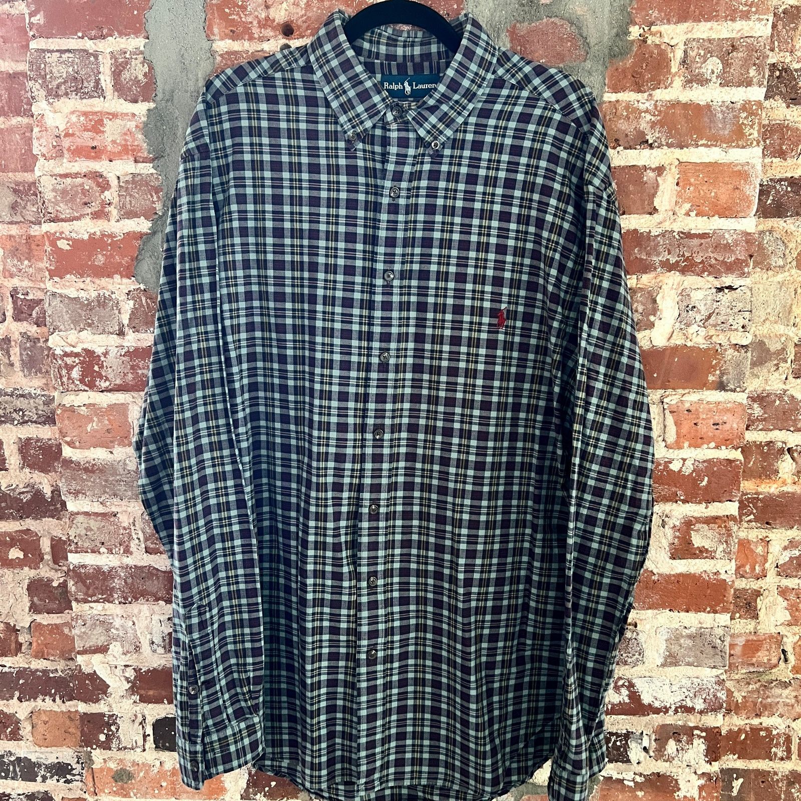 Polo Ralph Lauren VTG Polo Ralph Lauren Madras Mens LS Shirt XLT 25x34 Size US XL / EU 56 / 4 - 2 Thumbnail