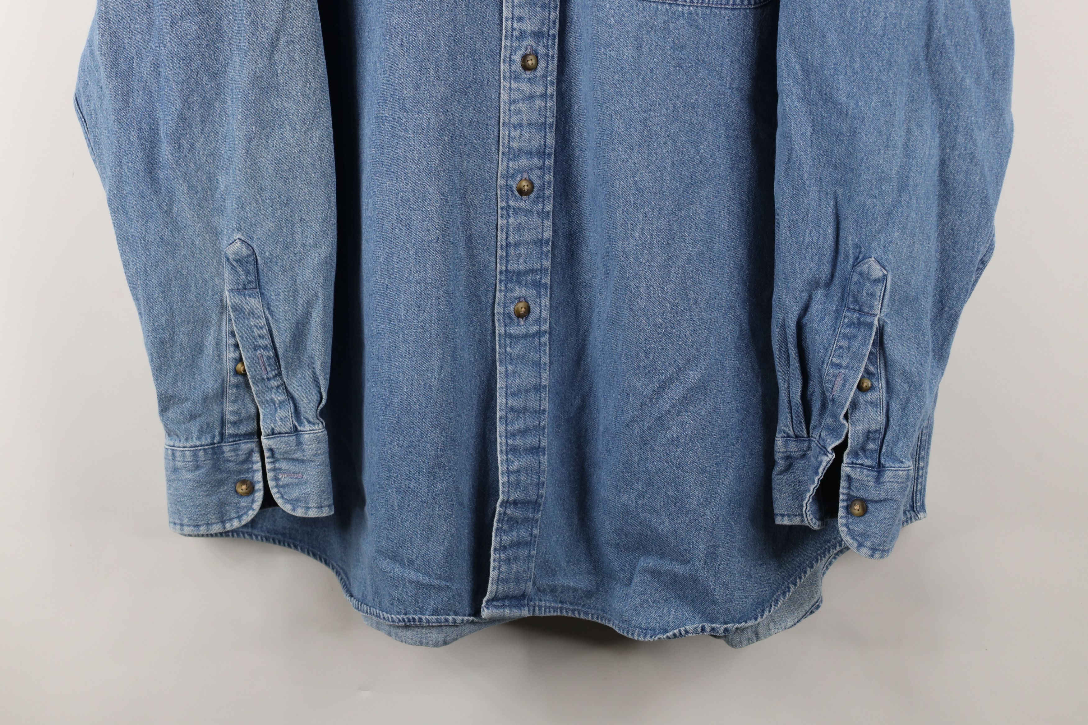 Vintage Vintage 90s Streetwear Denim Jean Button Down Shirt Blue Size US XXL / EU 58 / 5 - 3 Thumbnail