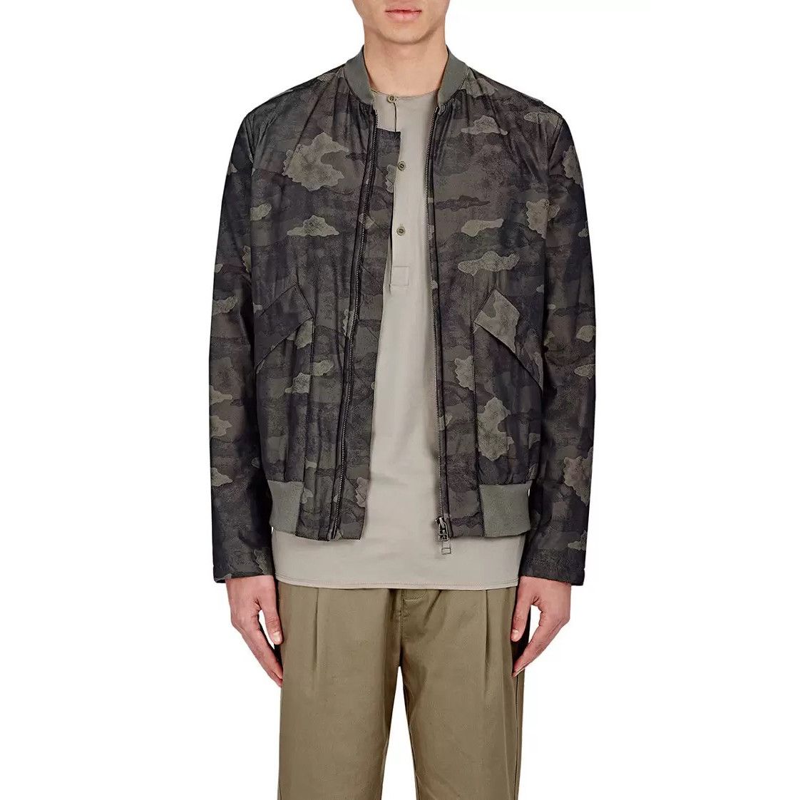 Helmut Lang Helmut Lang Olive Slate Camo Print Technical Bomber Jacket Size US XS / EU 42 / 0 - 1 Thumbnail