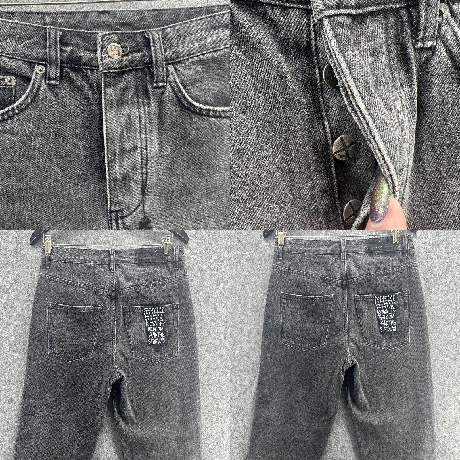 Ksubi Ksubi Jeans Womens 28 Grey Cement Wash Bullet Denim Pants Tapered Button Fly Royalty Cross Logo Pockets 100% Cotton Regular Inseam 26" Jeans Size 28" / US 6 / IT 42 - 8 Thumbnail
