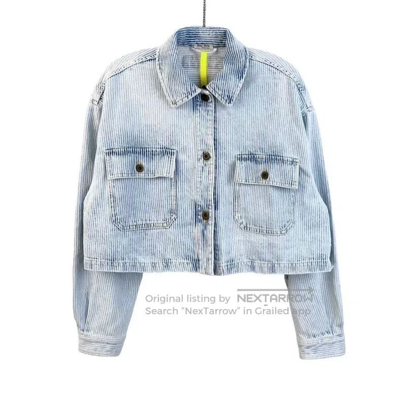 Miu Miu Miu Miu 40 Back logo striped denim jacket Size M / US 6-8 / IT 42-44 - 1 Thumbnail