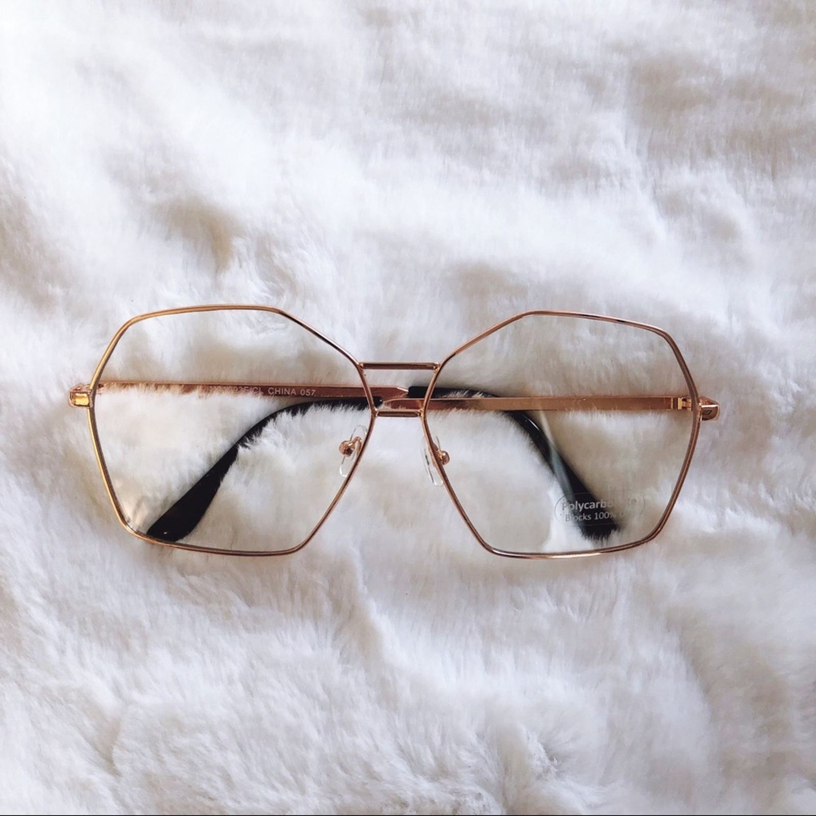 Other Peyton Rose Gold Hexagon Clear Sunglasses Size ONE SIZE - 1 Thumbnail