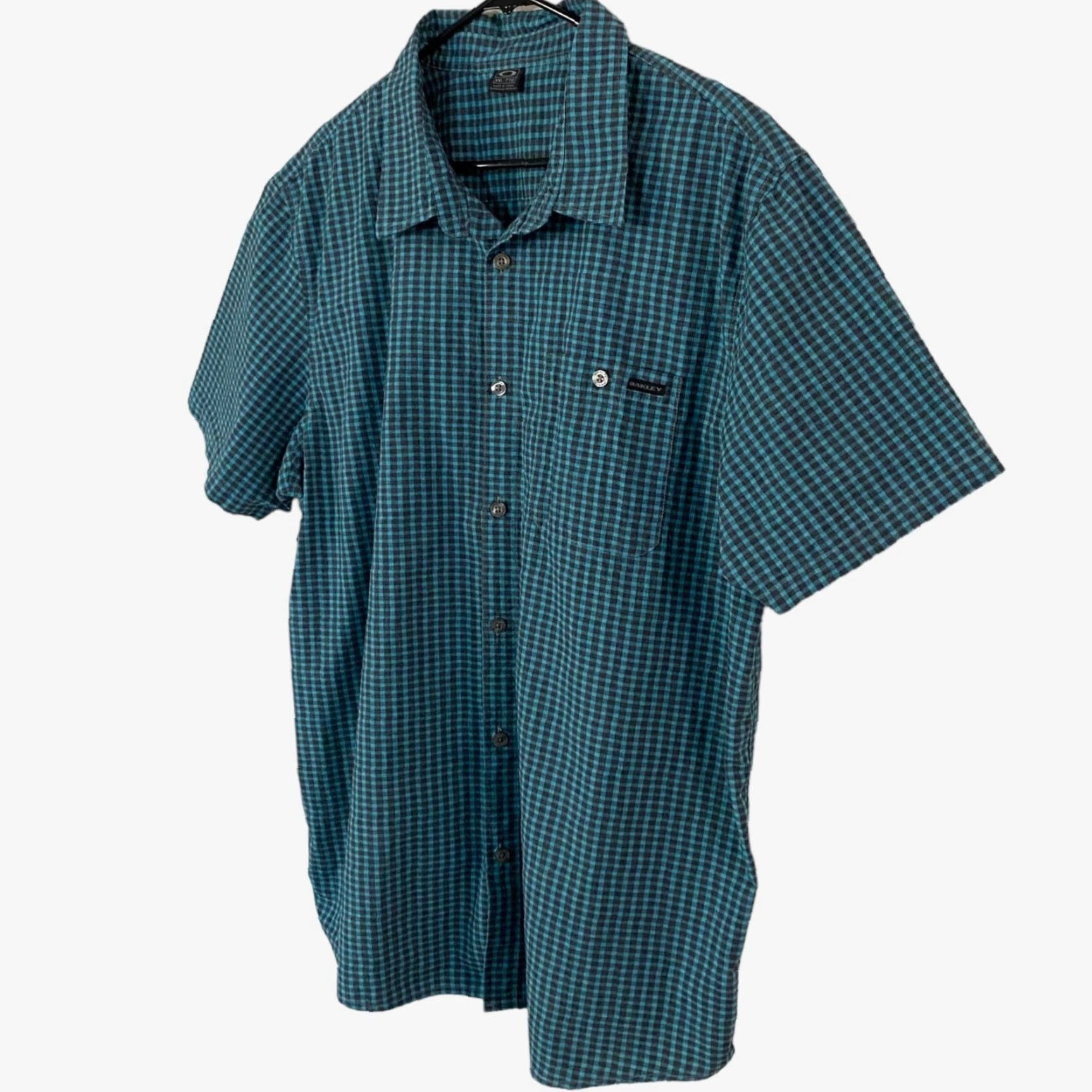 Oakley Oakley Button-Up Shirt Blue Teal Check Short-Sleeve Men's XXL Casual Button-Down Size US XXL / EU 58 / 5 - 2 Thumbnail