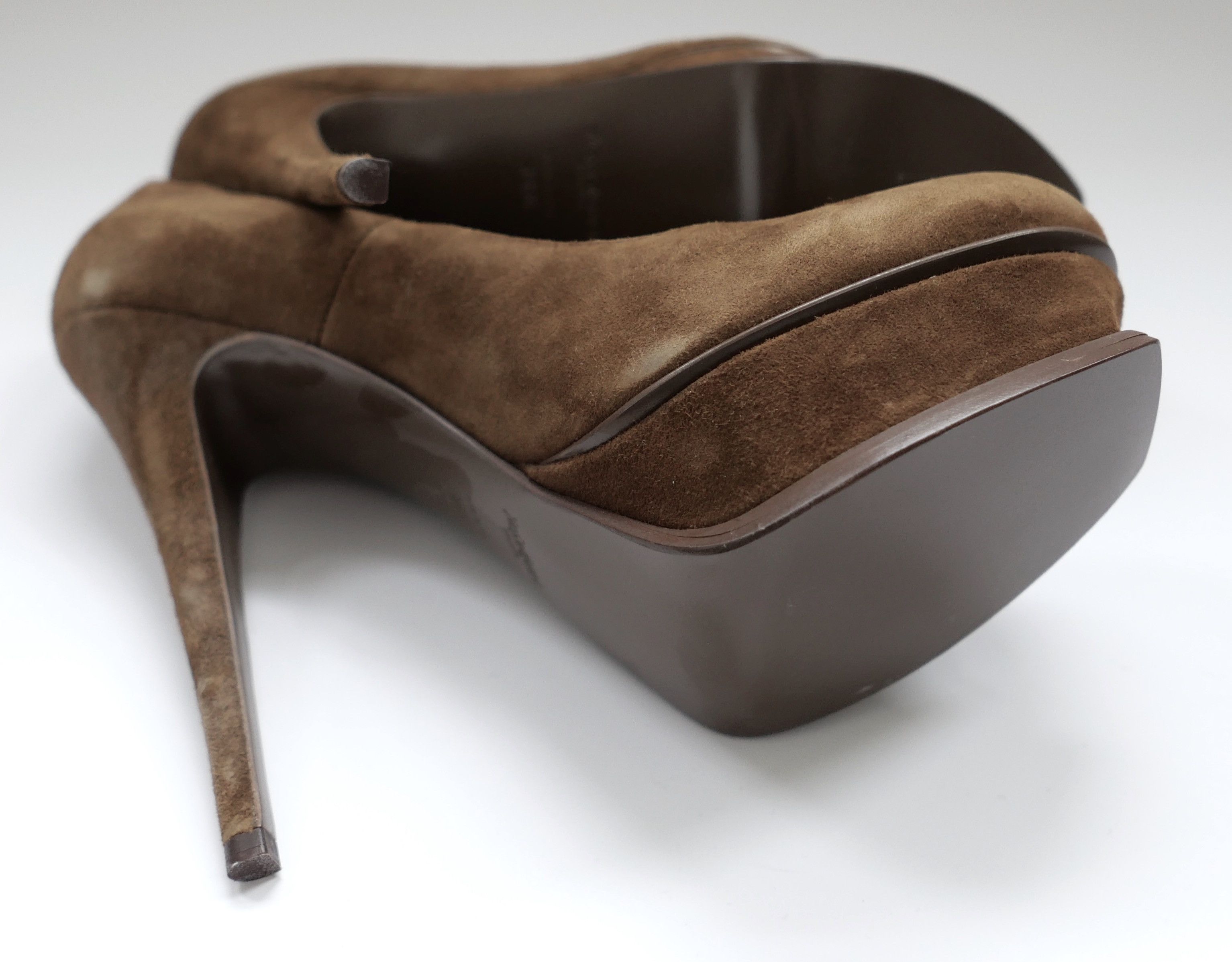 Yves Saint Laurent Yves Saint Laurent Brown Suede Palais Platform Heels Size US 8.5 / IT 38.5 - 5 Thumbnail