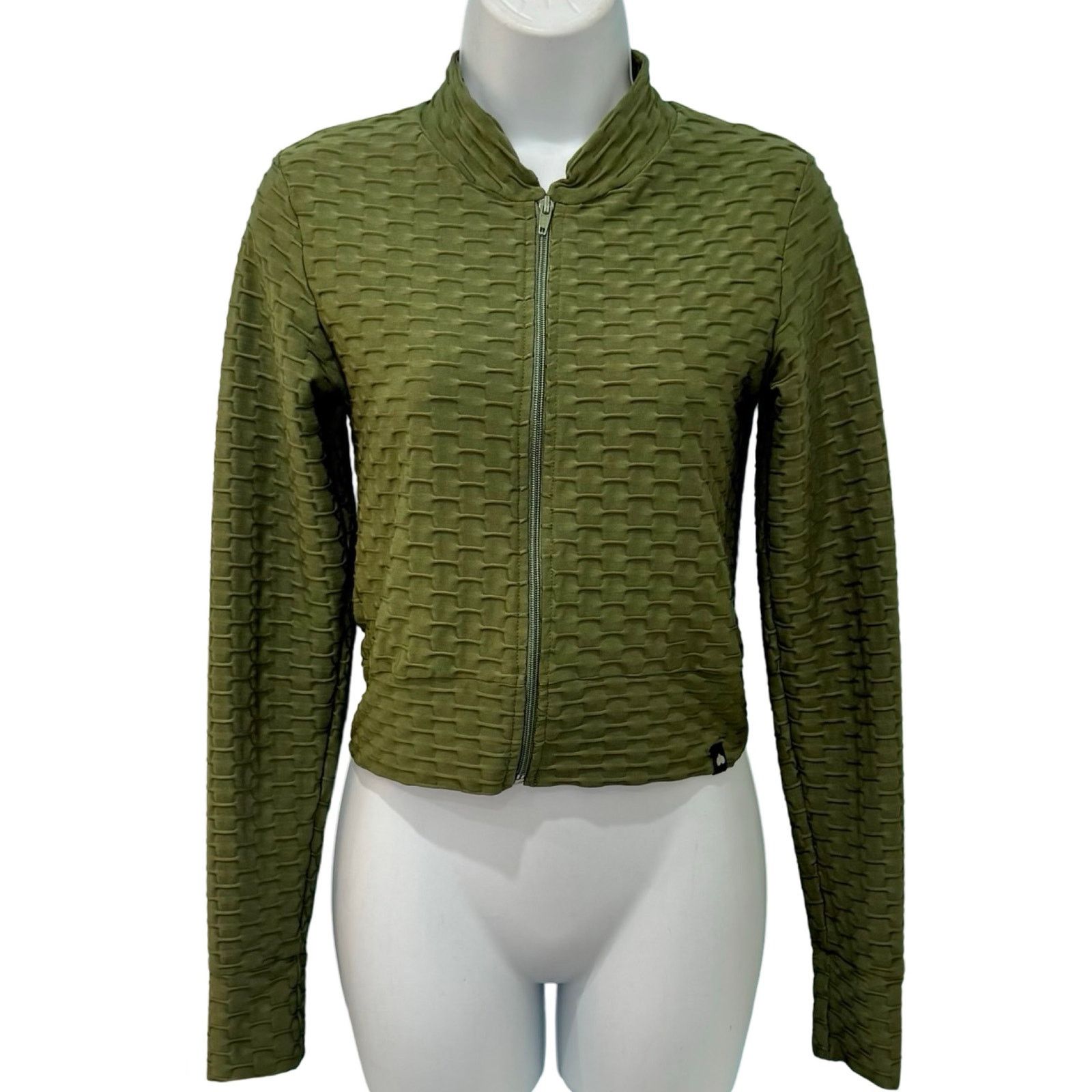 Other Booty by Brabants Olive Green Croco Cropped Zip Jacket S / M Size S / US 4 / IT 40 - 3 Thumbnail