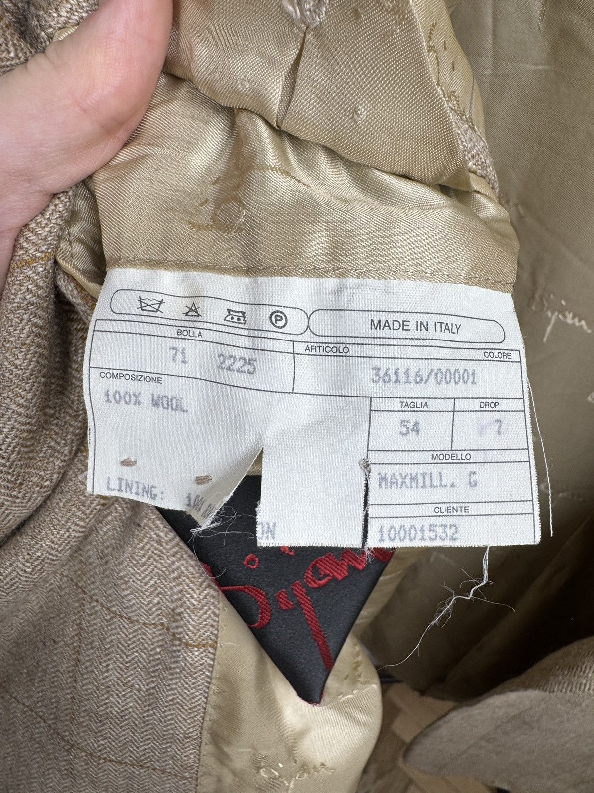 BIJAN Bijan one hundred % beige checkered 2 button blazer Size 44R - 10 Thumbnail