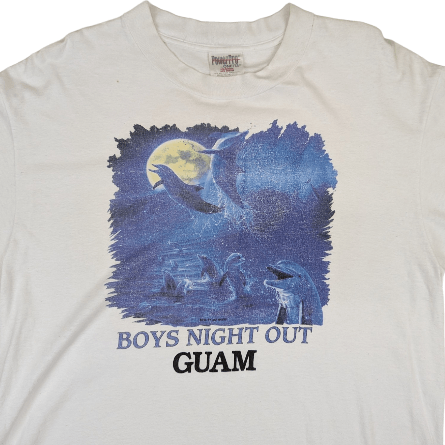 Vintage 90's BOYS NIGHT OUT Dolphins Guam T Shirt Single Stitches Size US L / EU 52-54 / 3 - 4 Thumbnail