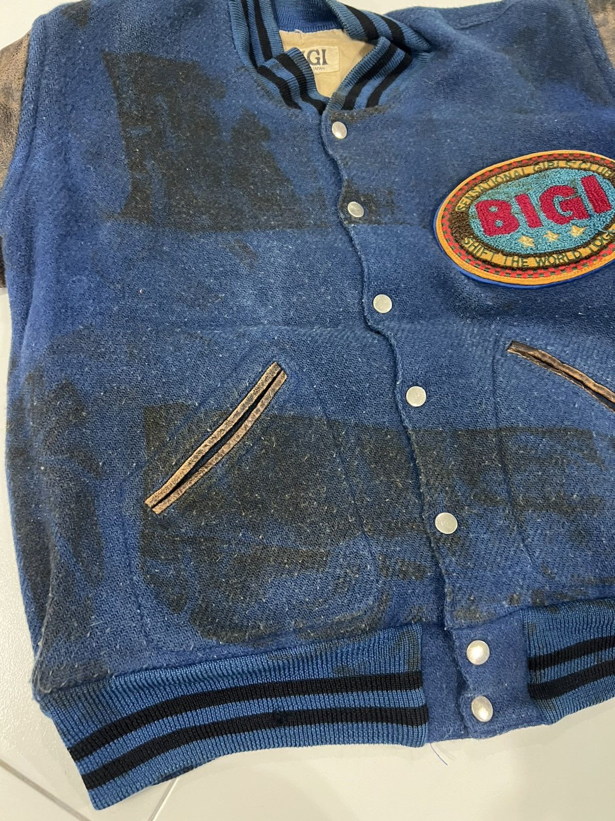 BIGI Bigi Big Logo Wool Leather Varsity Jacket Size US L / EU 52-54 / 3 - 14 Thumbnail
