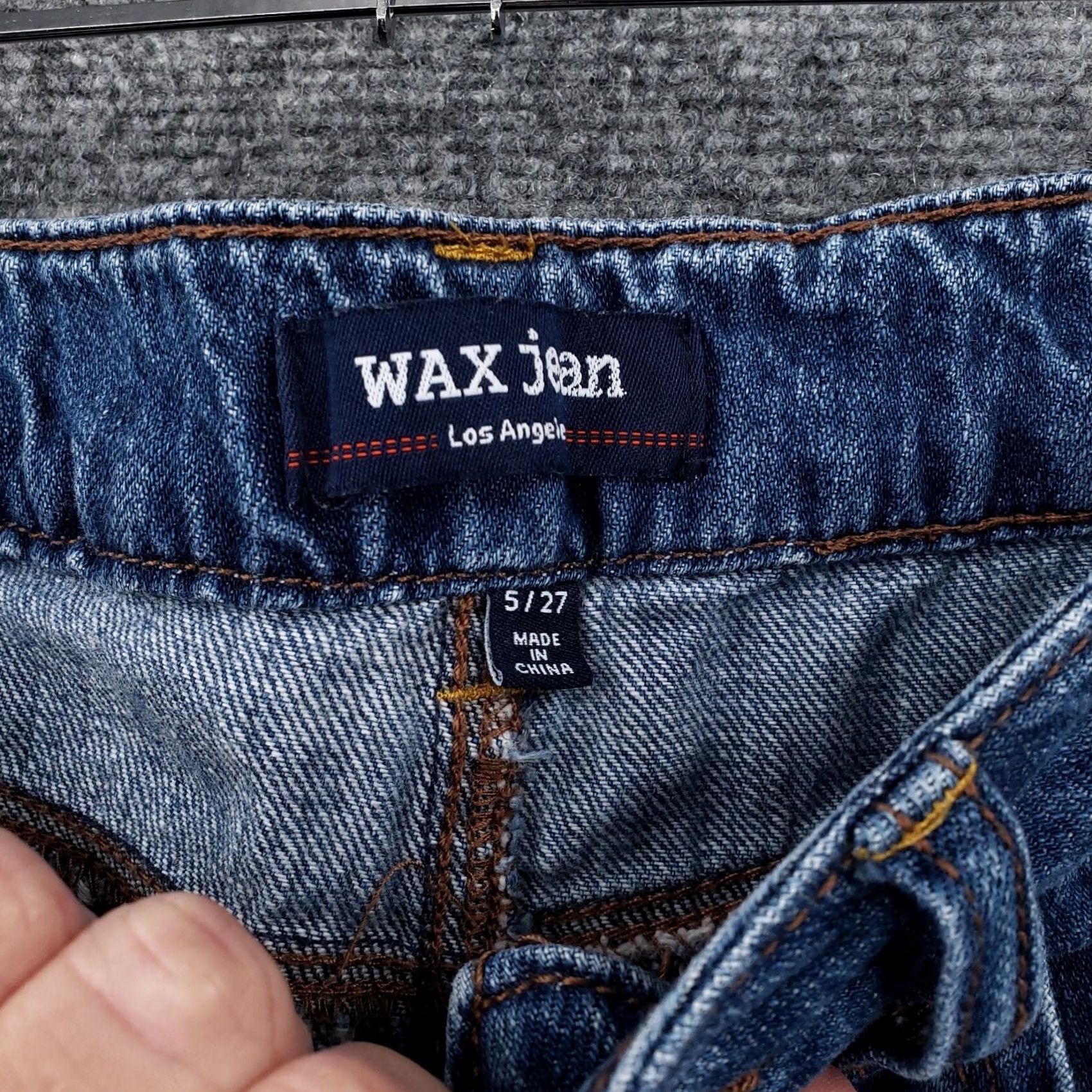 Vintage WAX JEAN Womens Jeans High Rise Cropped Straight Leg Medium Blue Denim Juniors 5/27 Size 27" / US 4 / IT 40 - 6 Thumbnail