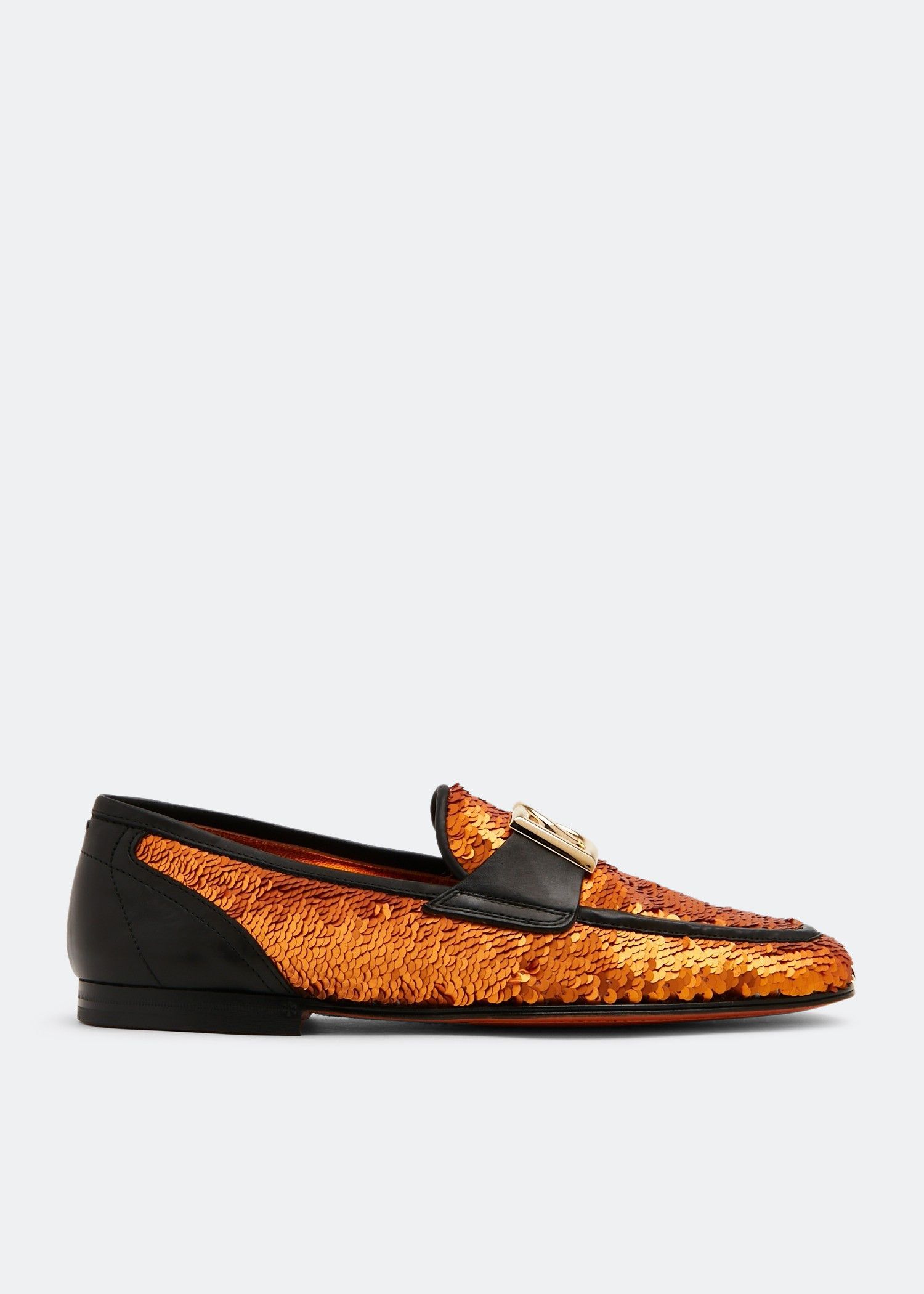 Dolce & Gabbana o1y0125 Leather Logo Loafers in Black/Gold Size US 11 / EU 44 - 1 Thumbnail