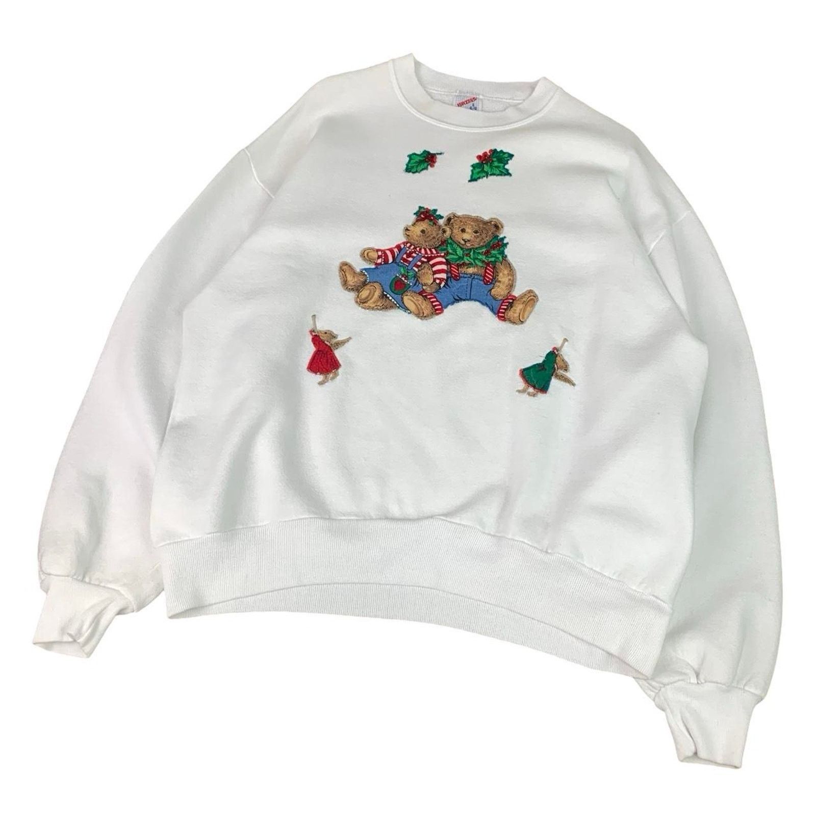 Jerzees × Vintage Vintage Coquette Teddy Bear Christmas 90s Holiday Sweatshirt Size L / US 10 / IT 46 - 1 Thumbnail