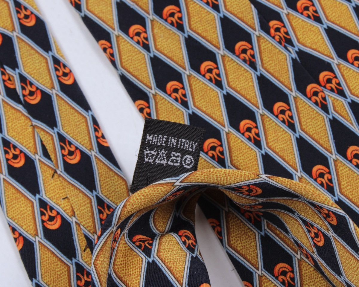 Designer × Vintage × Yves Saint Laurent DIOR Vintage Gold Yellow Geometric Silk Tie Size ONE SIZE - 9 Thumbnail