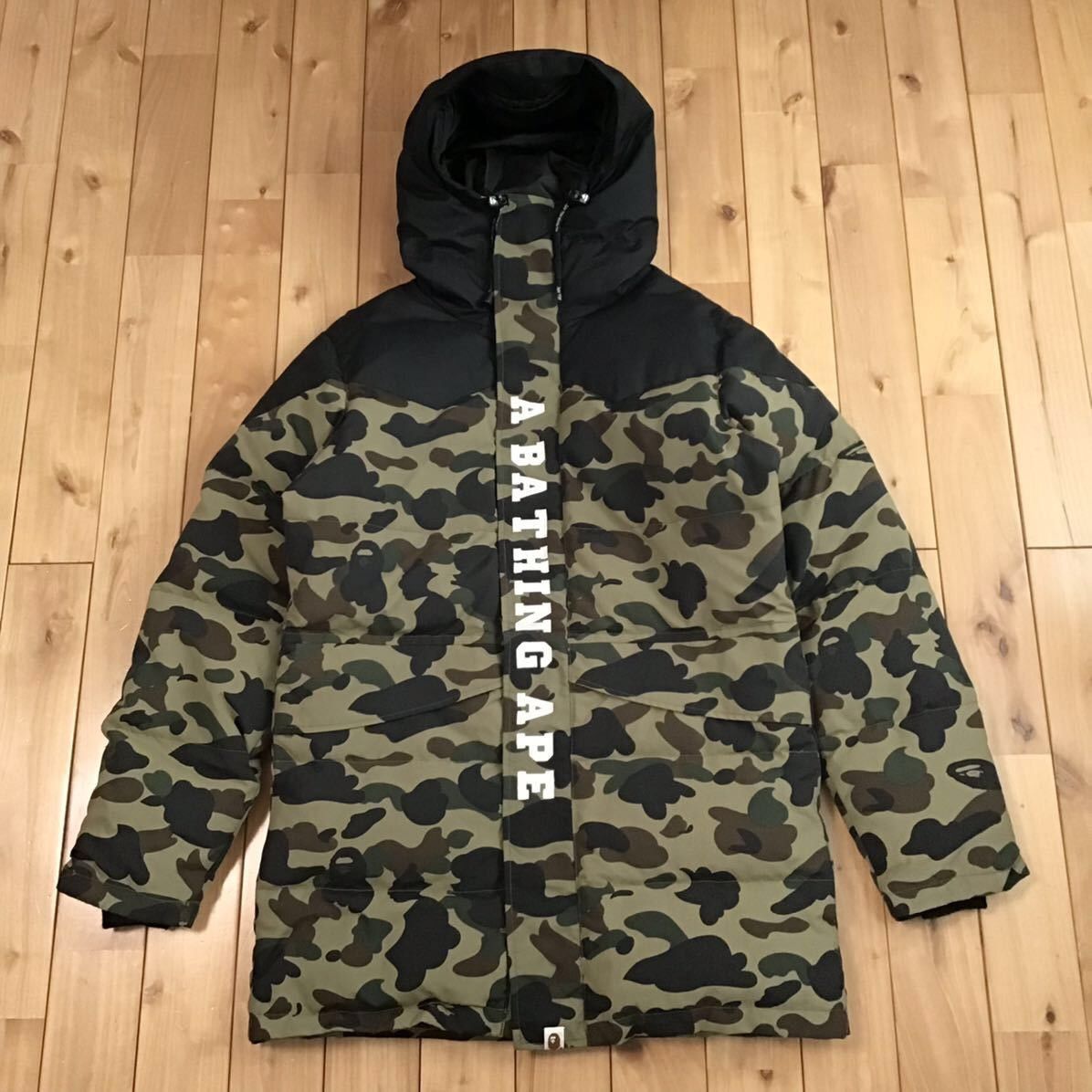 Bape BAPE 1st camo green hoodie long down jacket a bathing ape