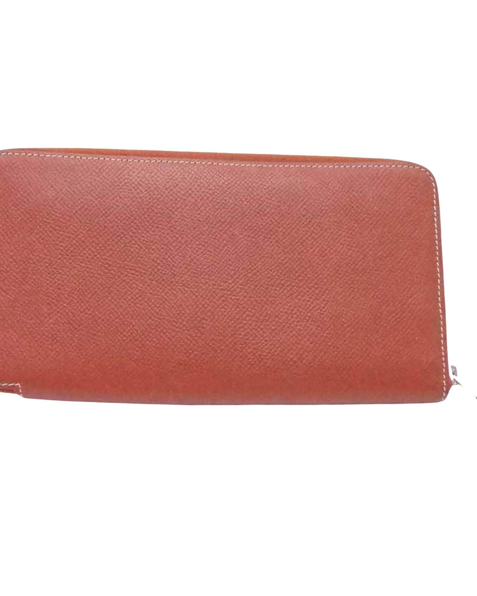 image of Hermes Azap Leather Bi-Fold Long Wallet in Brown, Women's