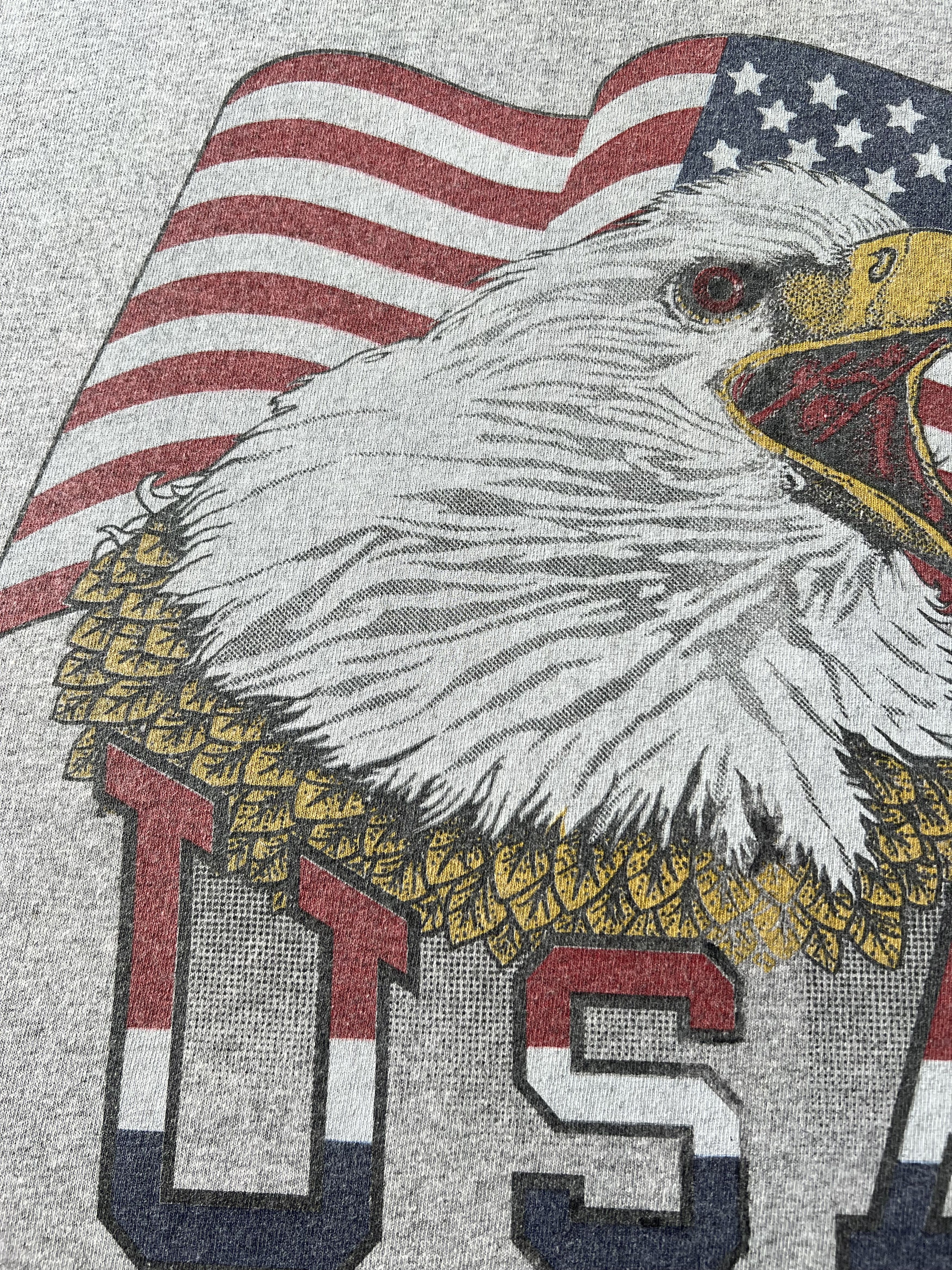 Vintage Vintage 2000s USA Flag American Eagle Gray T-shirt Size US L / EU 52-54 / 3 - 4 Thumbnail