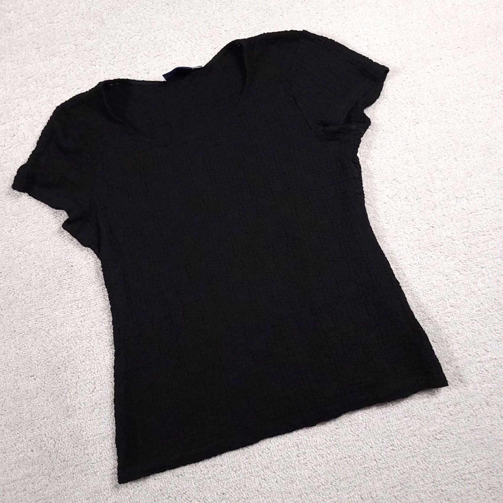 Croft & Barrow VINTAGE Croft & Barrow Shirt Women's Medium Black Short Sleeve Seersucker Pullover Size M / US 6-8 / IT 42-44 - 2 Thumbnail