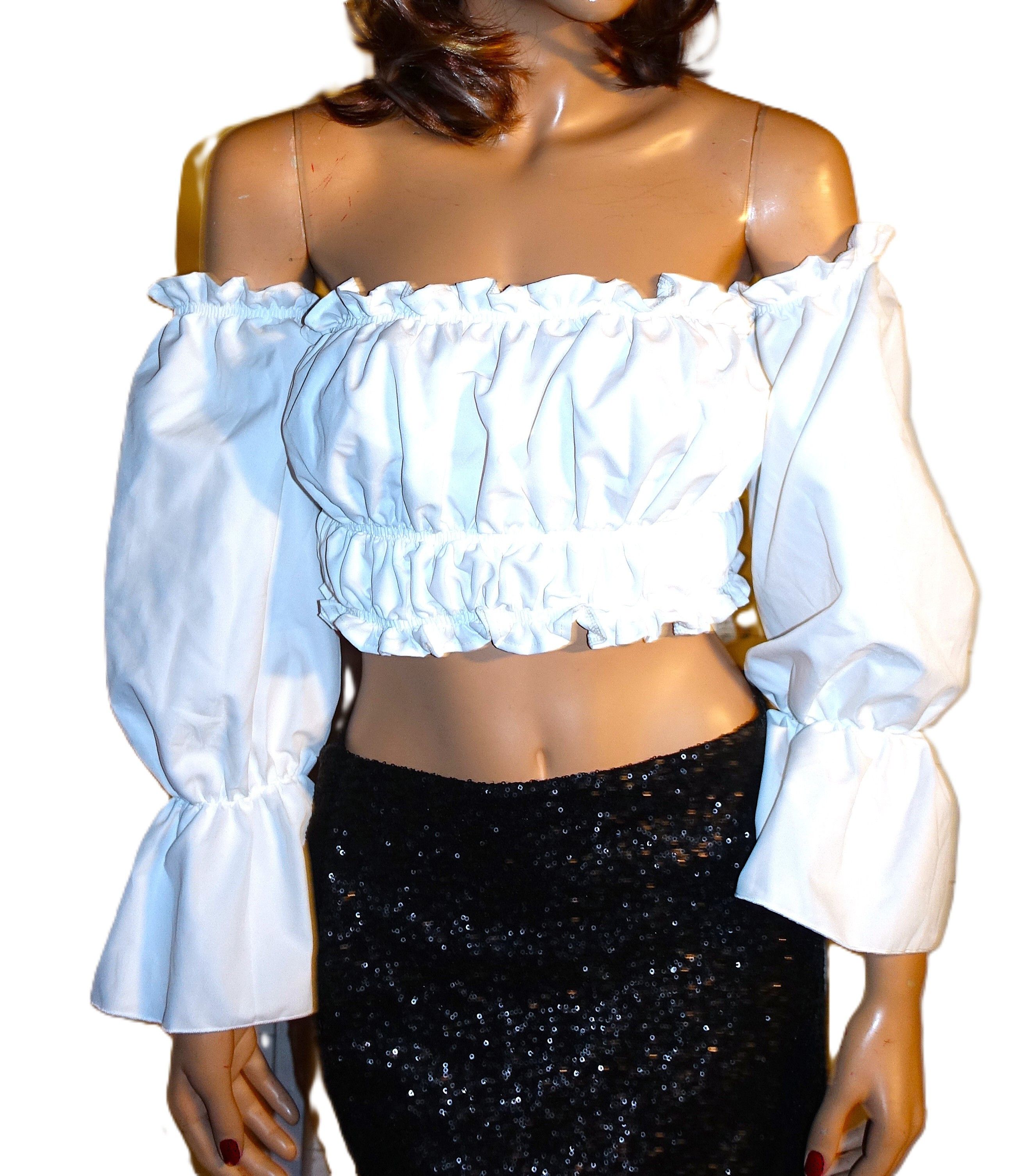 Vintage White Off Shoulder Ruffle Cha Cha Top 1XL Size XL / US 12-14 / IT 48-50 - 1 Thumbnail