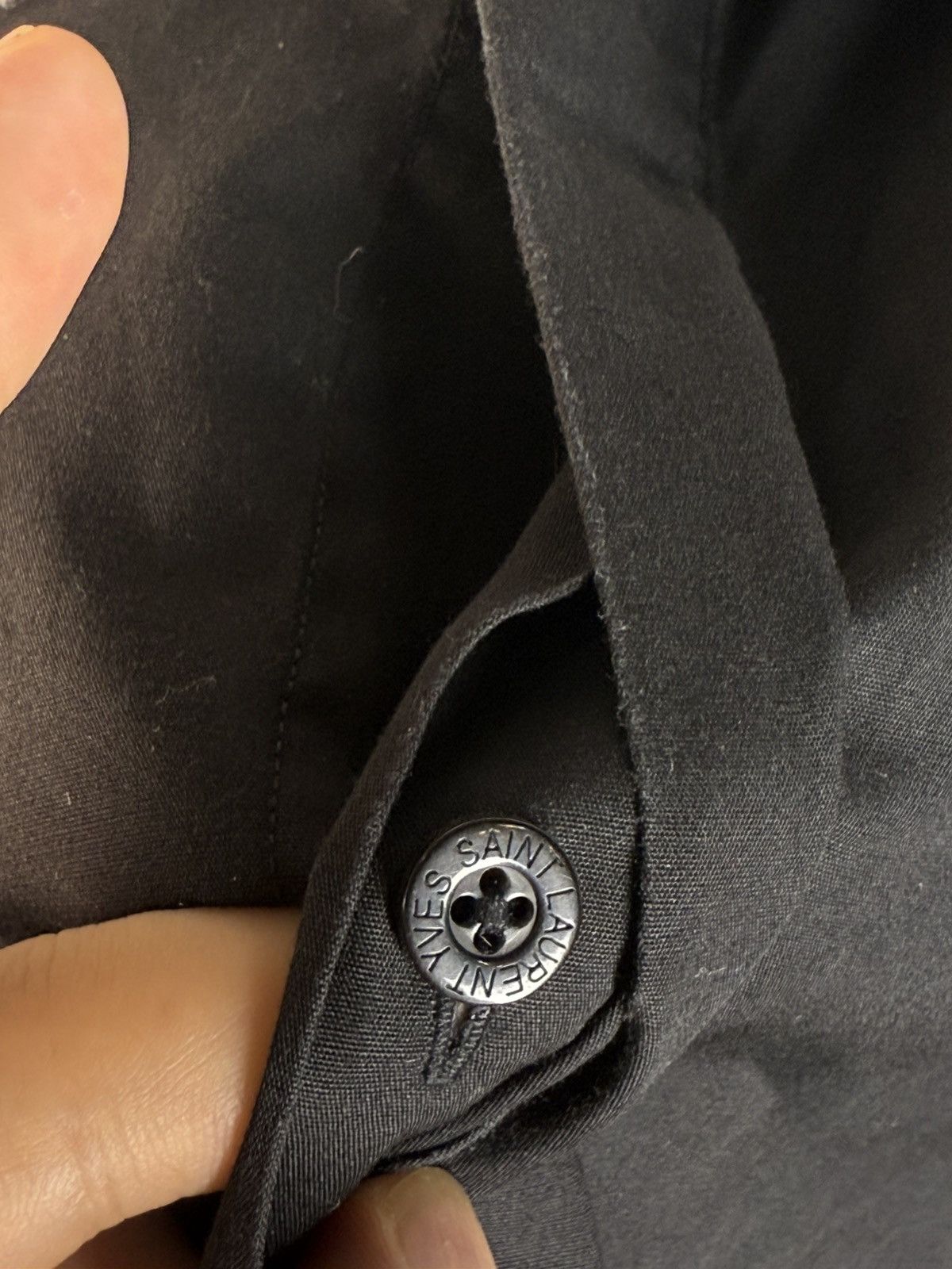 Yves Saint Laurent Black YSL Shirt Button Up Short Sleeve Vintage Collar y2k Size US L / EU 52-54 / 3 - 4 Thumbnail