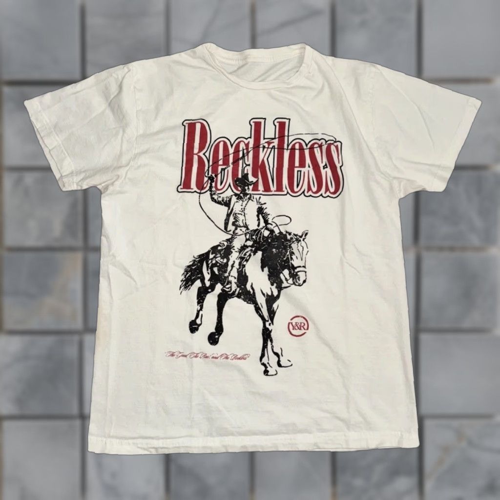 Vintage Young & Reckless Cowboy Graphic T-Shirt White Red Large 20x25 Streetwear Y&R Size US L / EU 52-54 / 3 - 1 Thumbnail
