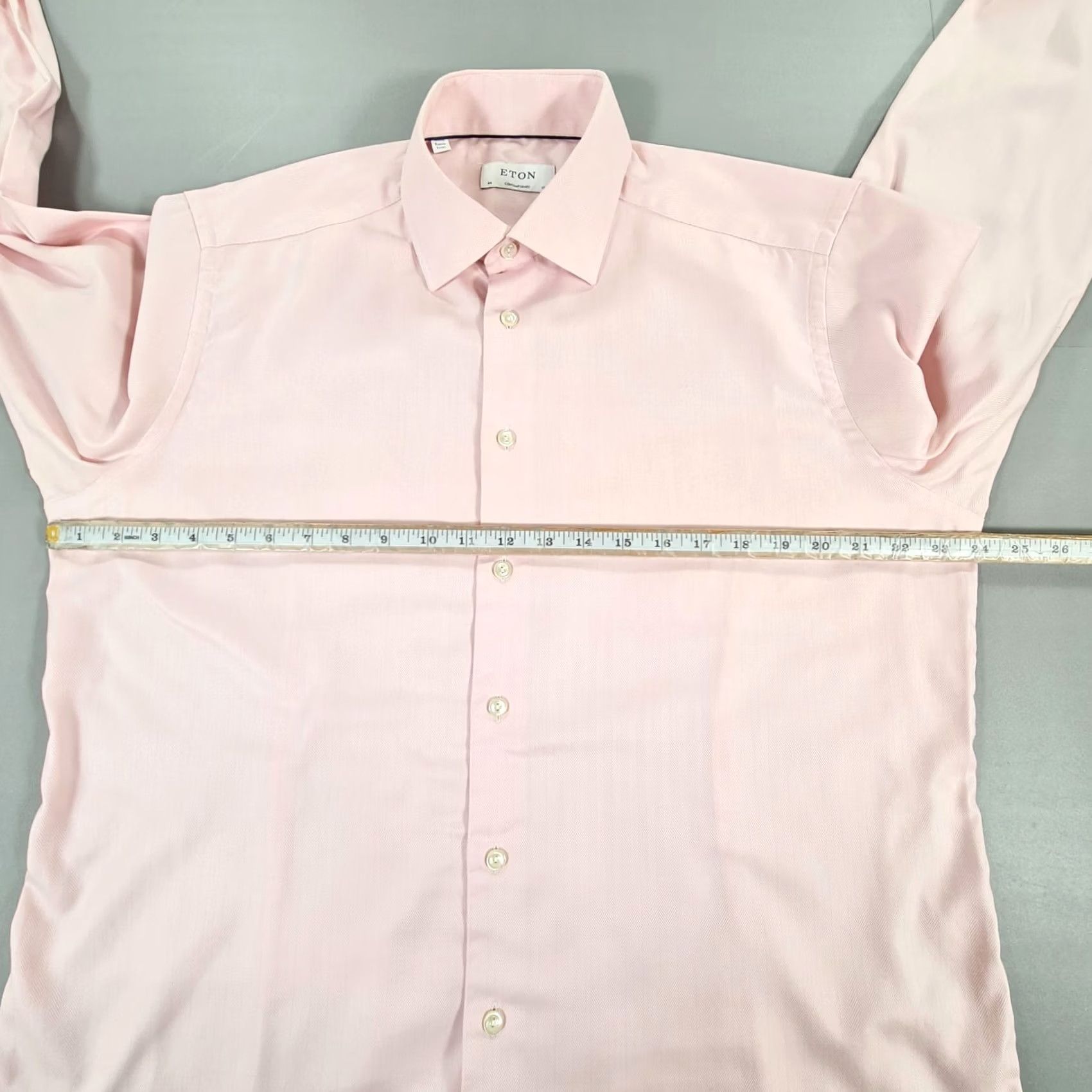 Eton ETON Mens Shirt Pink 17.5 Dress Shirt Long Sleeve Button Up Double Cuffs Herringbone Cotton" Size US XXL / EU 58 / 5 - 5 Thumbnail