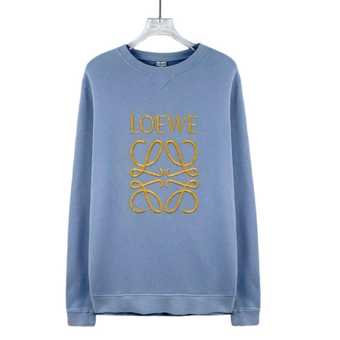 Loewe Loewe Light Blue Logo Embroidered Cotton Sweatshirt Size L / US 10 / IT 46 - 1 Thumbnail