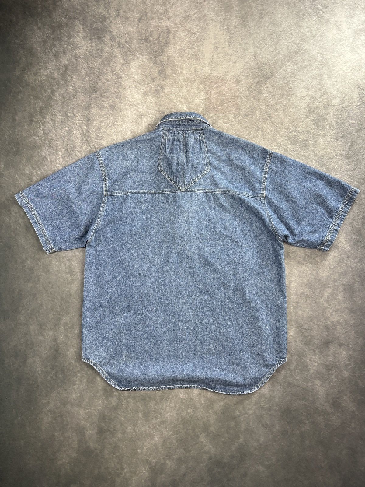 Vintage 1990s Denim Anorak Vintage Work Shirt Jeans Pullover Short Size US M / EU 48-50 / 2 - 11 Thumbnail