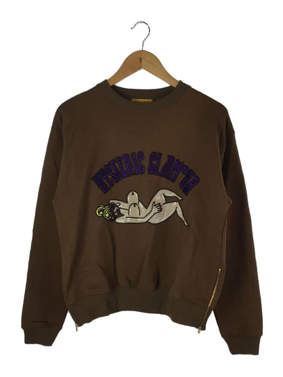 image of Hysteric Glamour Hysteric Woman Embroidered Crewneck Sweatshirt in Brown, Men's (Size Medium)