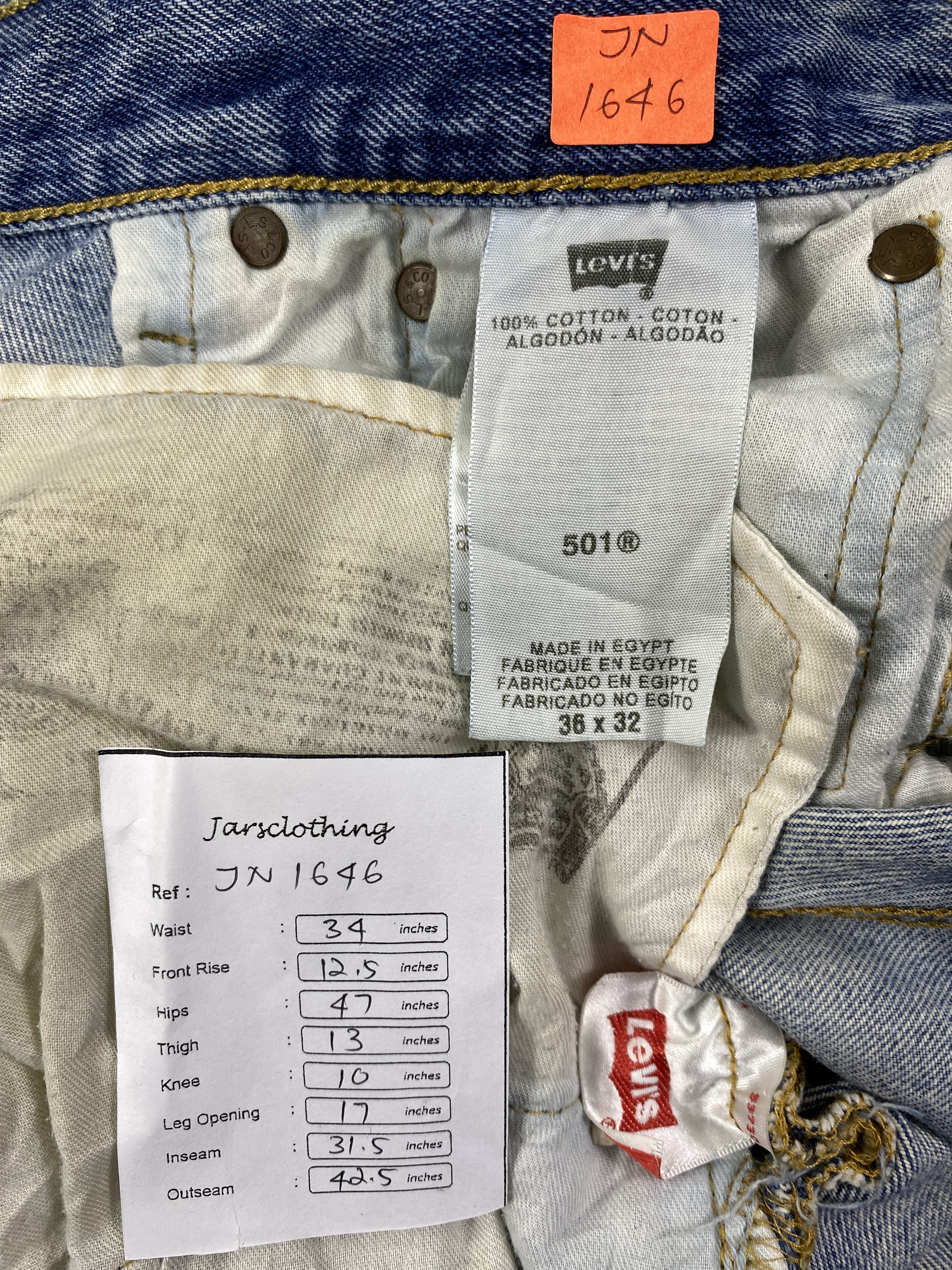 Japanese Brand Light Blue Wash Vintage Levi's 501 34x31.5 Denim -JN1646 Size US 34 / EU 50 - 8 Thumbnail
