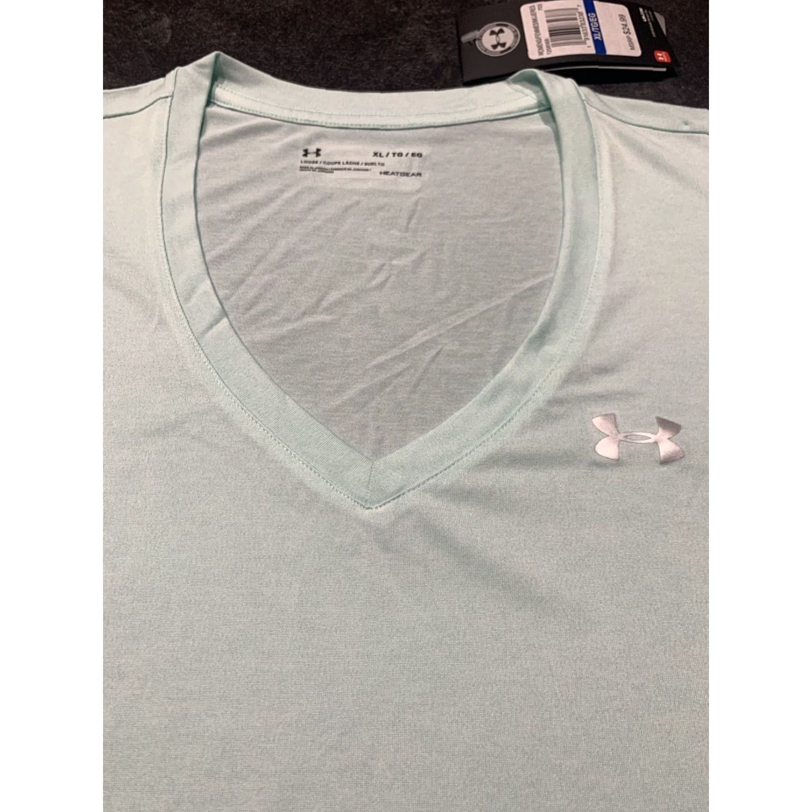Under Armour Under Armour T-Shirt Womens XL Activewear V-Neck Green HeatGear Pullover Size XL / US 12-14 / IT 48-50 - 3 Thumbnail
