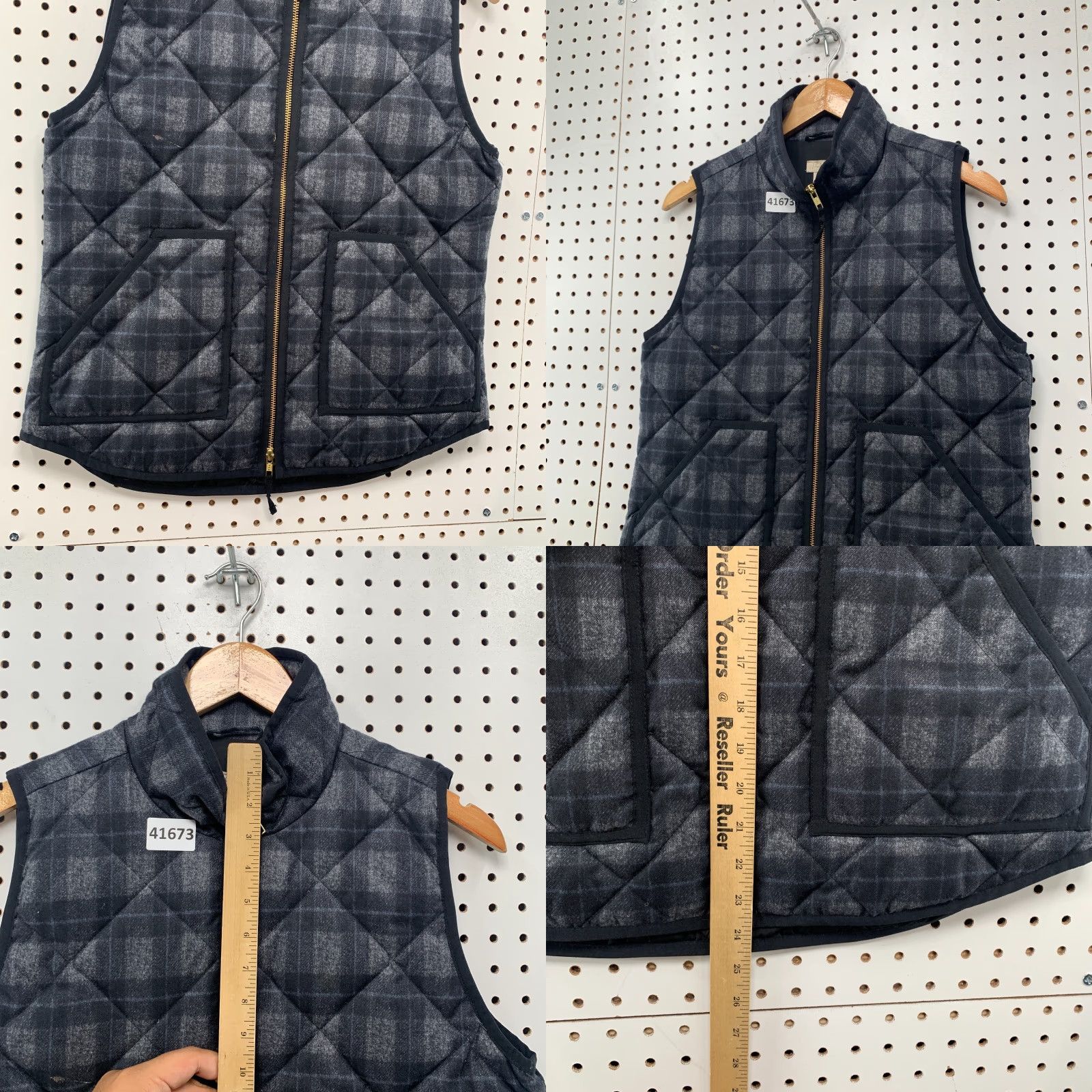 J.Crew JCrew Down Quilted Vest Women Small Gray Plaid Sleeveless Puffer 19x24.5 Size S / US 4 / IT 40 - 8 Thumbnail