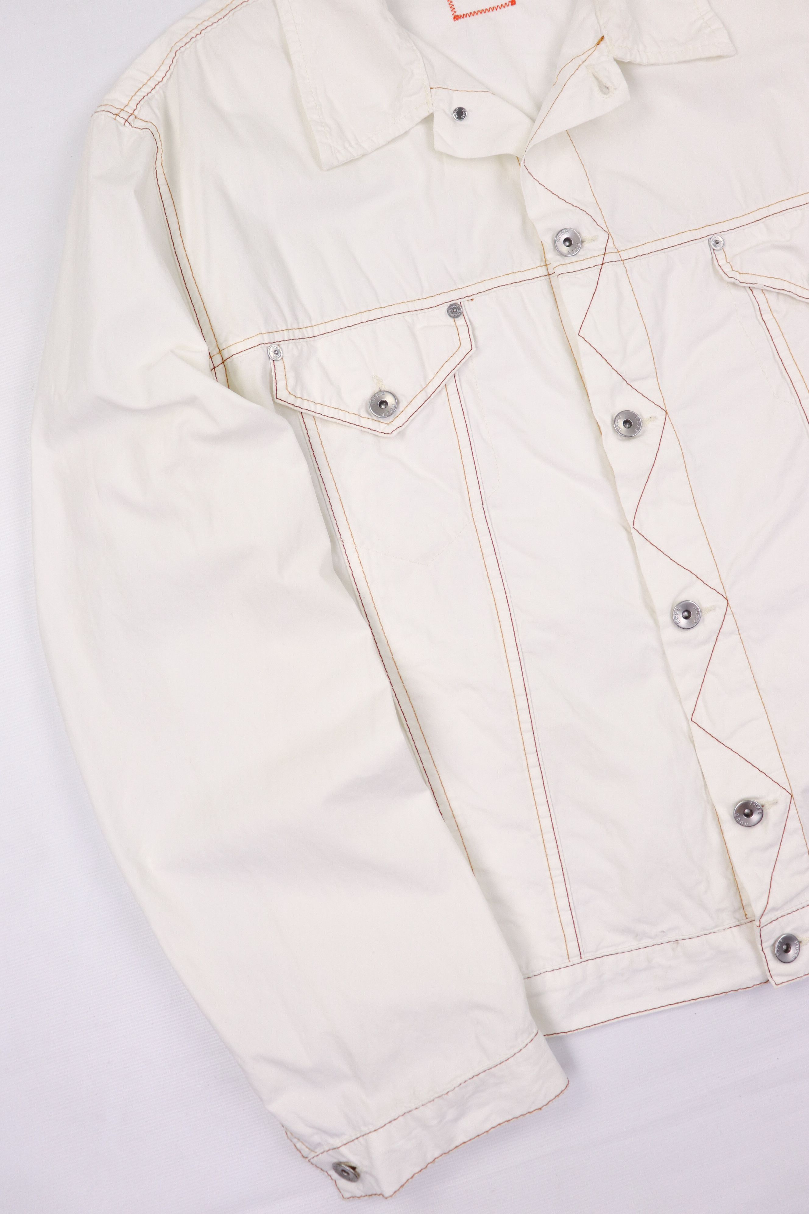 Hugo Boss Hugo Boss Vintage White Cotton Trucker Jacket Size US XL / EU 56 / 4 - 4 Thumbnail