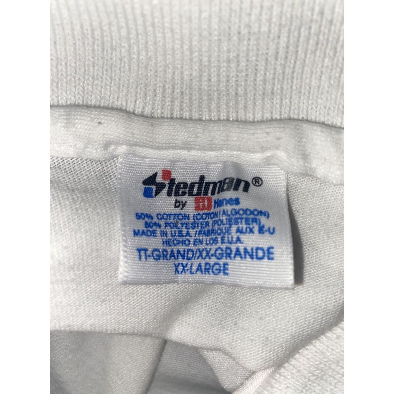 Hanes VINTAGE Stedman By Hanes Mens Polo Shirt 2XL White USA Dance Lines Lined Shirt Mens Size US XXL / EU 58 / 5 - 5 Thumbnail