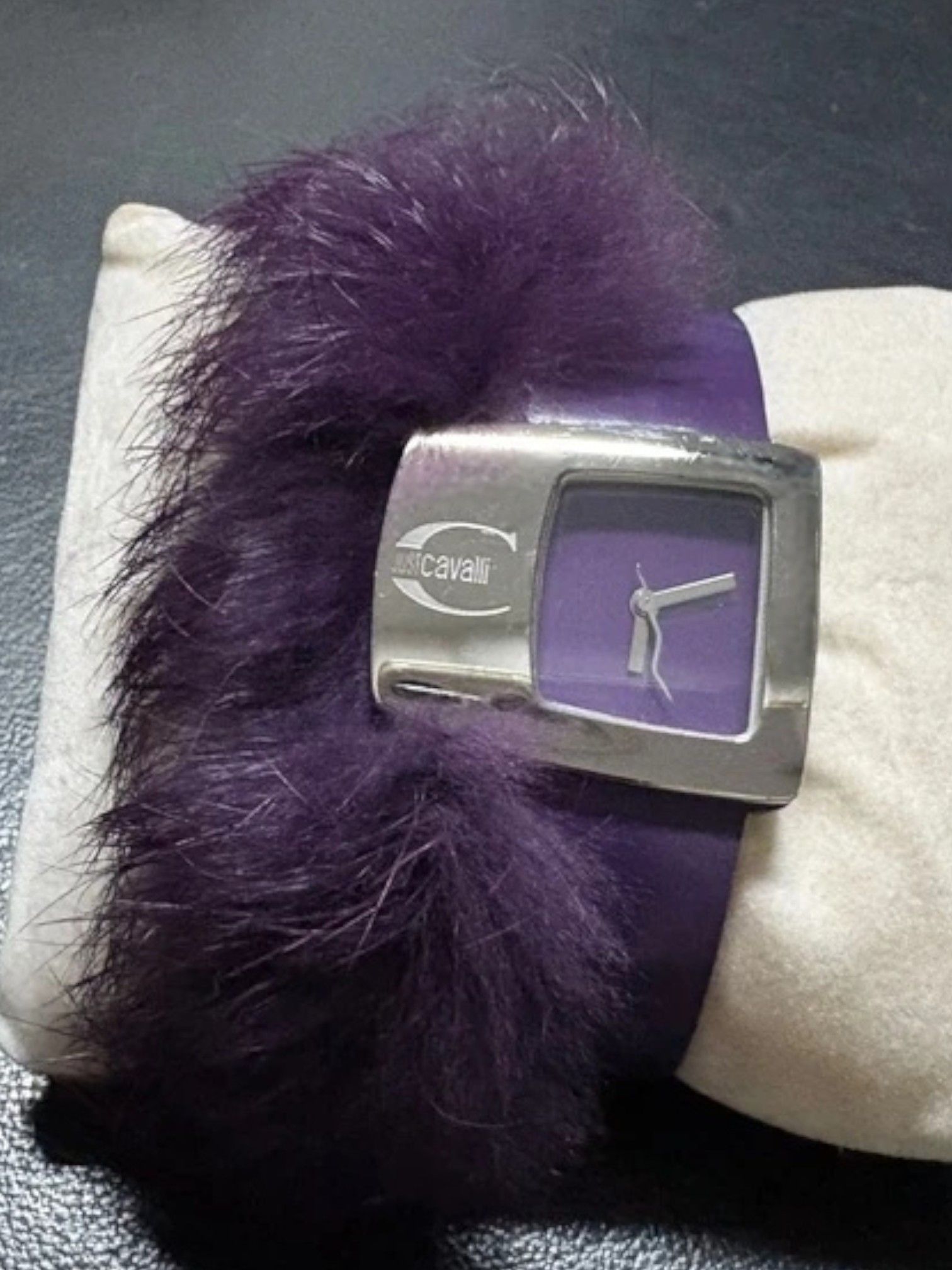 Just Cavalli Just Cavalli Purple Faux Fur Cuff Watch w Chrome Face, 2000s Size ONE SIZE - 2 Thumbnail
