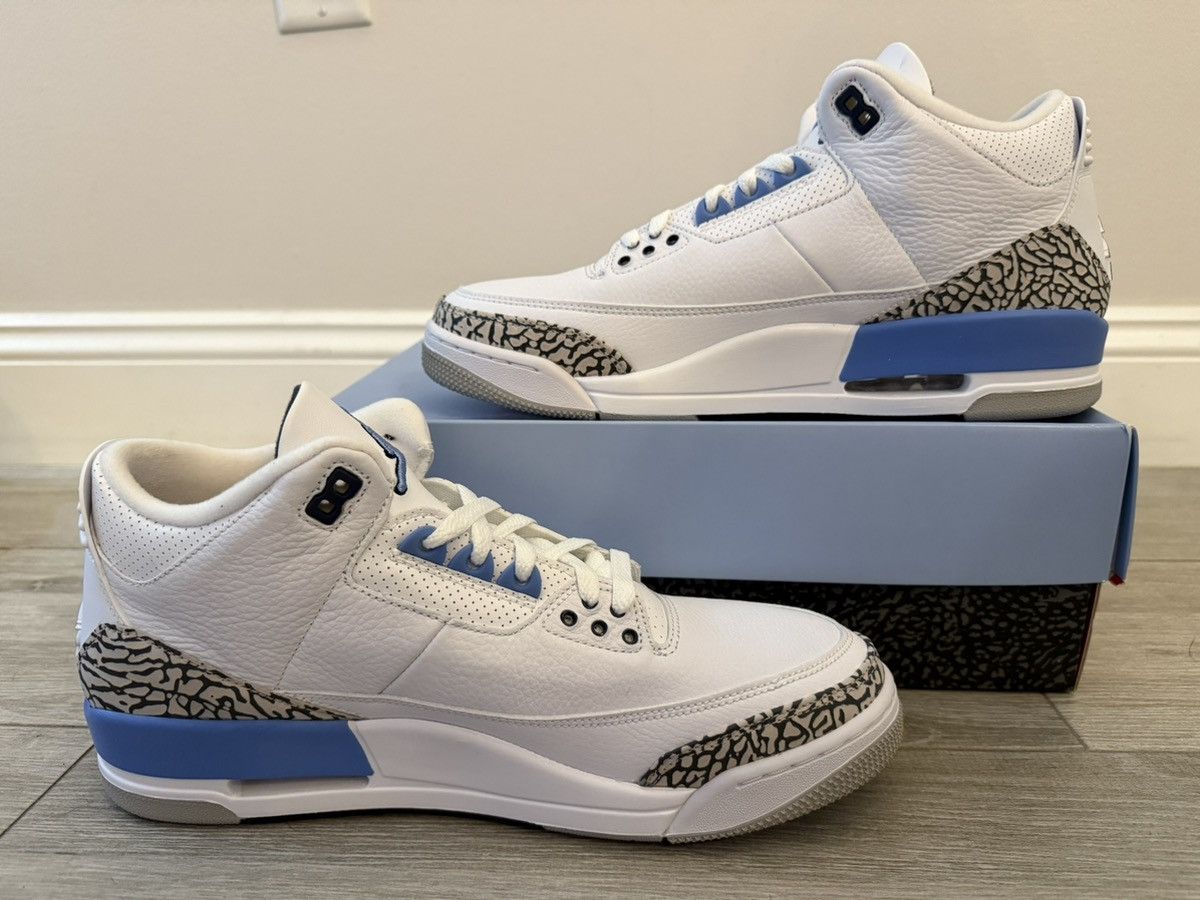 Jordan Brand Air Jordan 3 Retro UNC White Valor Blue Tech Grey Size 12 Size US 12 / EU 45 - 2 Thumbnail
