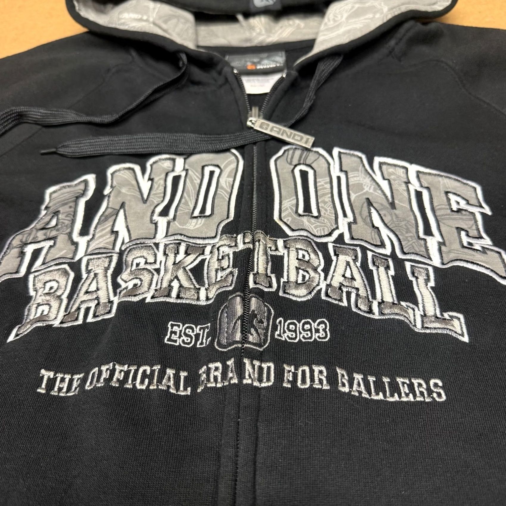 Vintage AND1 Hoodie Mens XL Black Full Zip Graphic Print Fleece Sweatshirt Size US XL / EU 56 / 4 - 3 Thumbnail