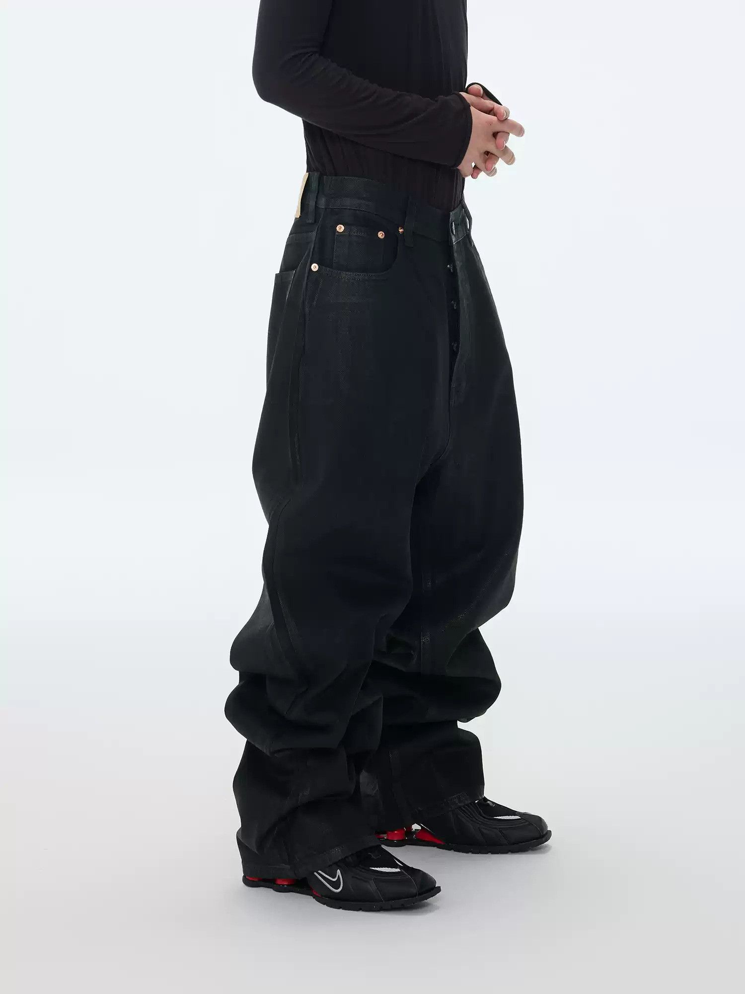 Japanese Brand Loose Waxed Jeans Size US 32 / EU 48 - 2 Thumbnail