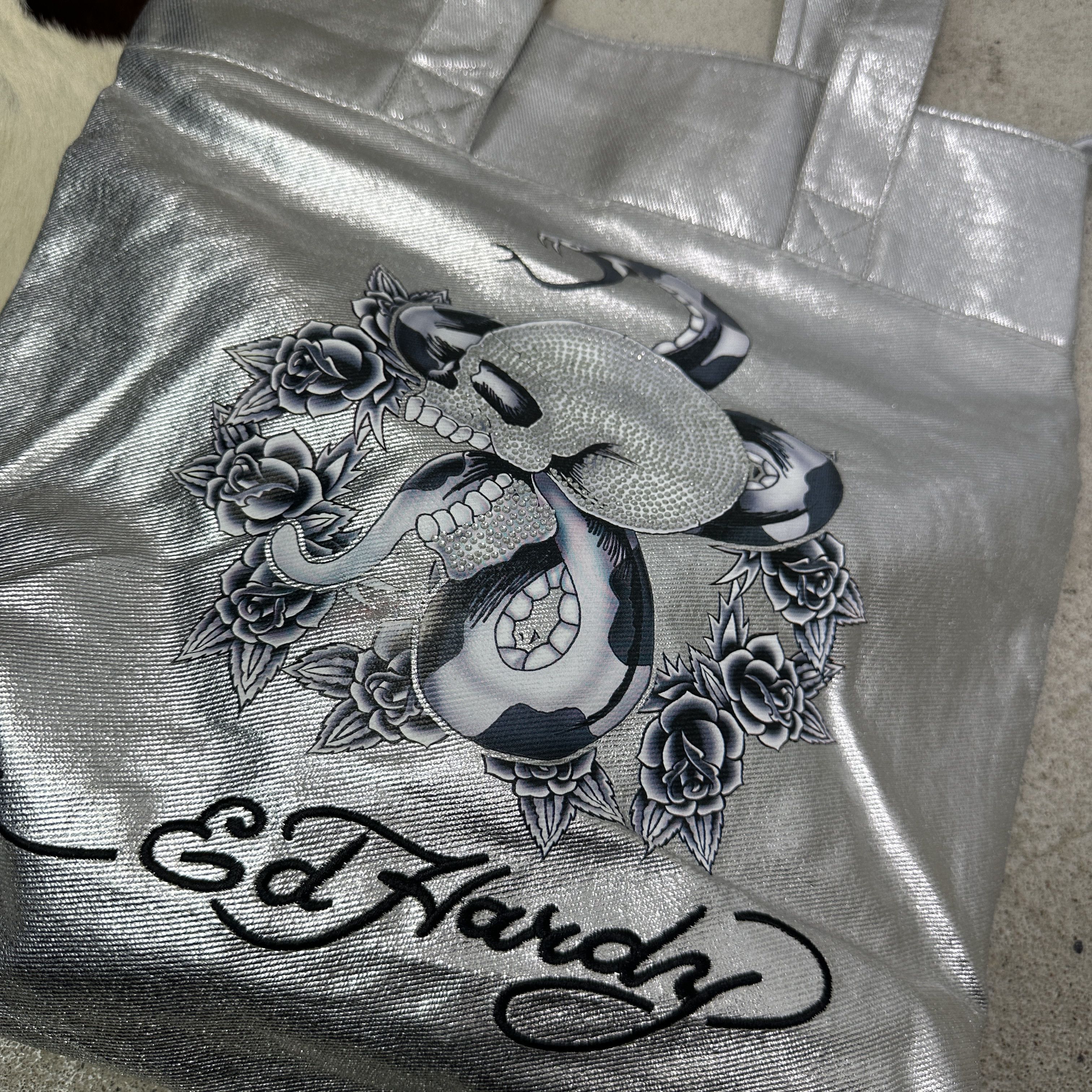 Ed Hardy Vintage Avant Garde Grunge Ed Hardy Silver Chrome Bag 00s Size ONE SIZE - 3 Thumbnail