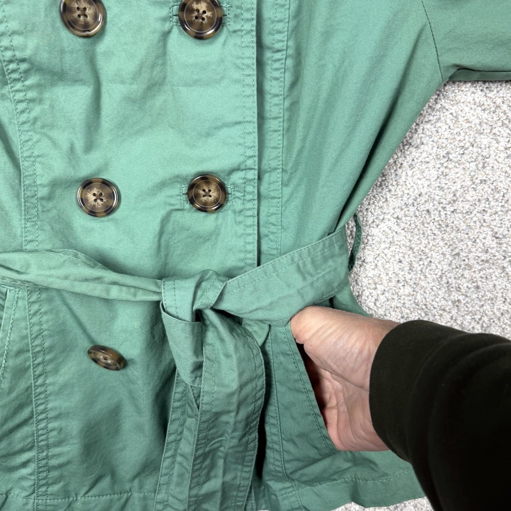 Merona Merona Jacket Womens Small Green Belted Trench Water Repellent Preppy Academia Size S / US 4 / IT 40 - 7 Thumbnail