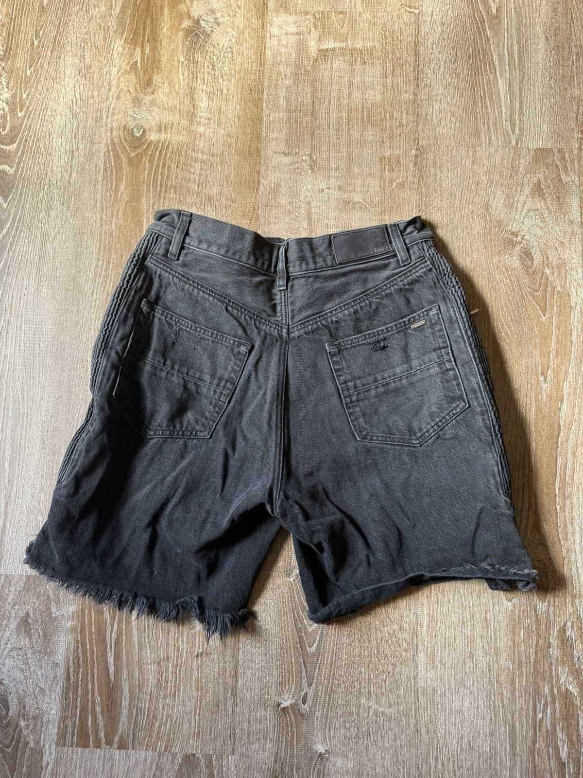 Amiri Amiri Black Distressed zipper Denim Shorts Size US 31 - 2 Thumbnail