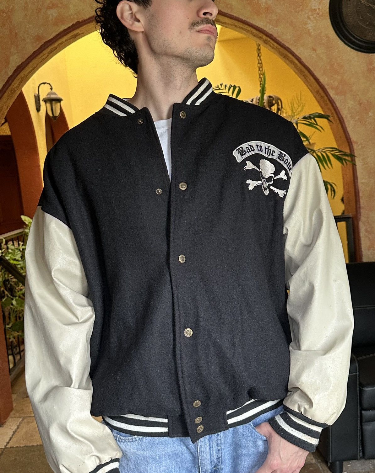 Vintage ⚫️ distressed Vintage Bad To The Bone Choppers Varsity Jacket Size US XL / EU 56 / 4 - 6 Thumbnail