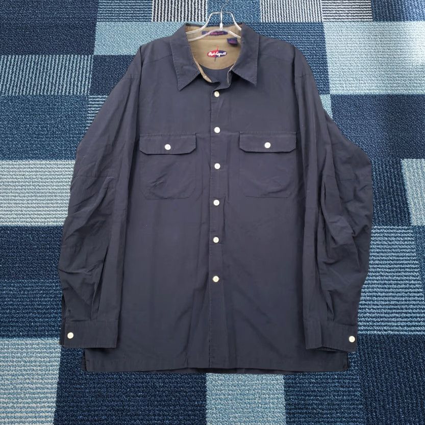Vintage Reel Legends Shirt Mens XL Blue Solid Long Sleeve Button-Up Size US XL / EU 56 / 4 - 1 Thumbnail