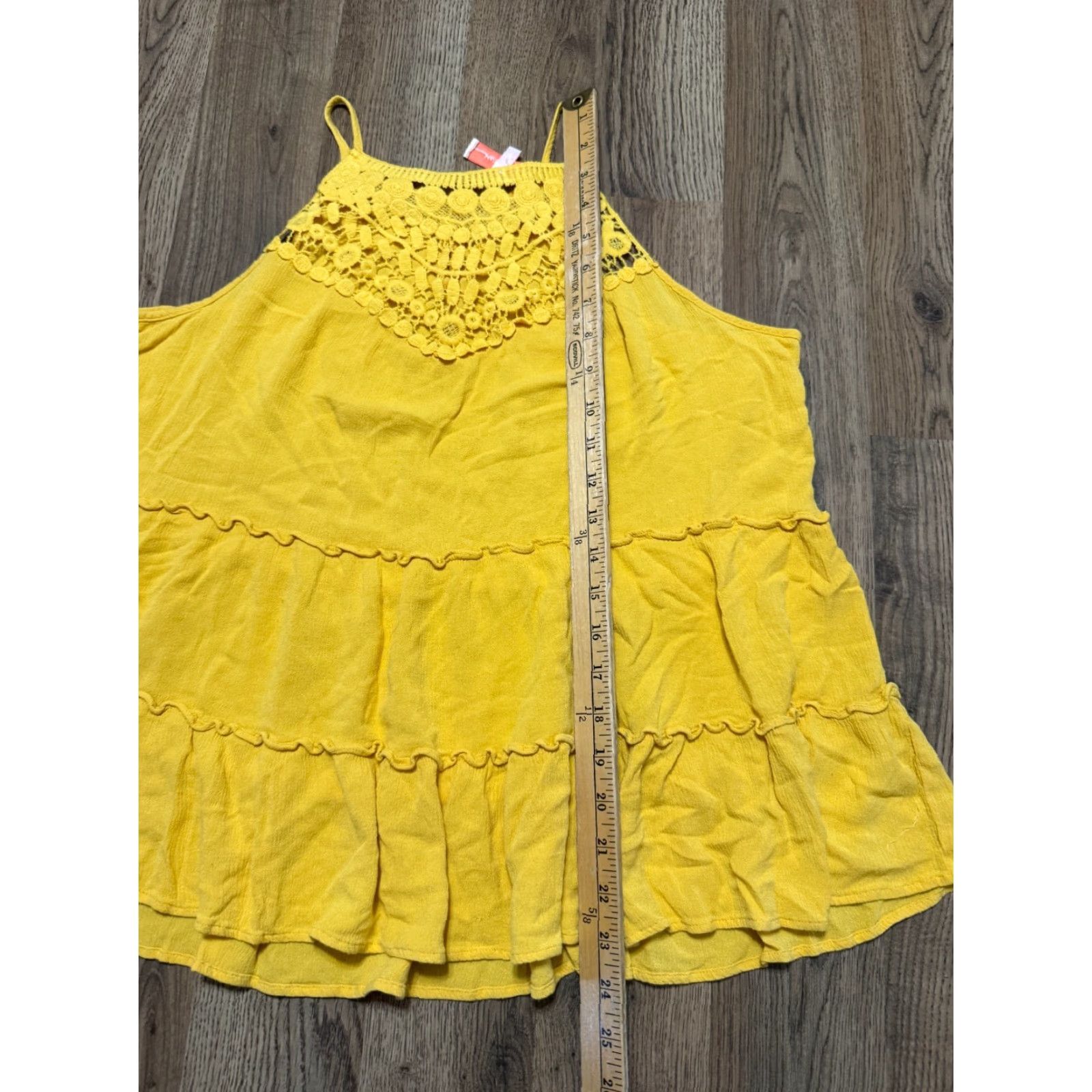 Vintage Hailey & Co. Tank Top Women's Size Large Yellow Crochet Ruffles Tank Women Casual Sleeveless Pullover Vest Size L / US 10 / IT 46 - 6 Thumbnail