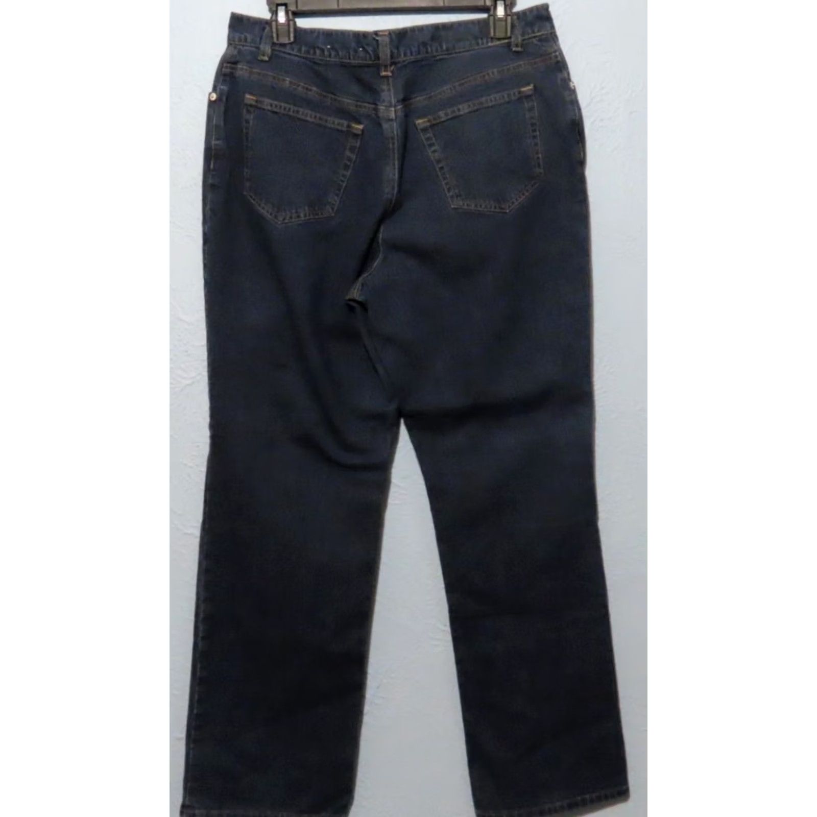 Lands' End Lands' End Jeans Women Straight Leg Dark Wash 12 Regular 33x29 Cotton Denim 5-Pocket Mens? Womens Size 34" / US 12 / IT 48 - 6 Thumbnail