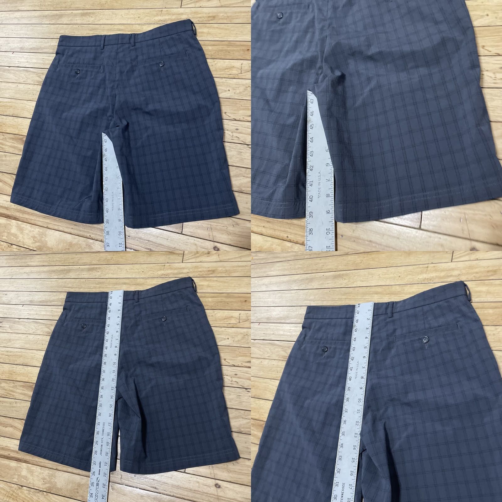 Vintage Pebble Beach Plaid Golf Shorts Men 34 Performance Charcoal Gray Active Flat 10" Size US 34 / EU 50 - 8 Thumbnail