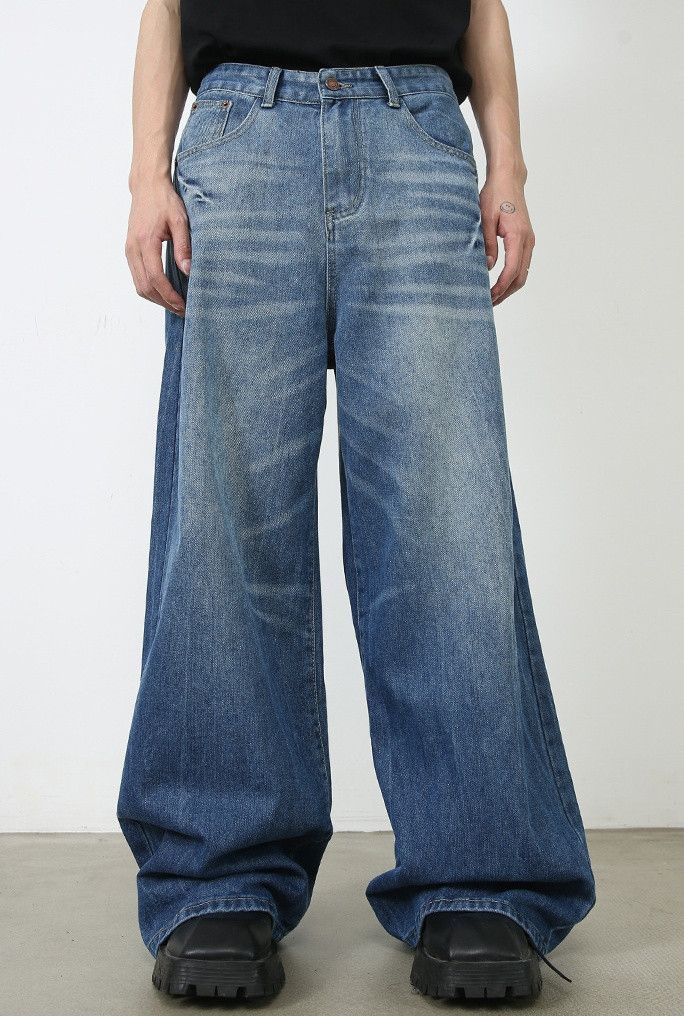 Japanese Brand × Jean Men's blue lightning pattern vintage washed jeans Size US 32 / EU 48 - 3 Thumbnail