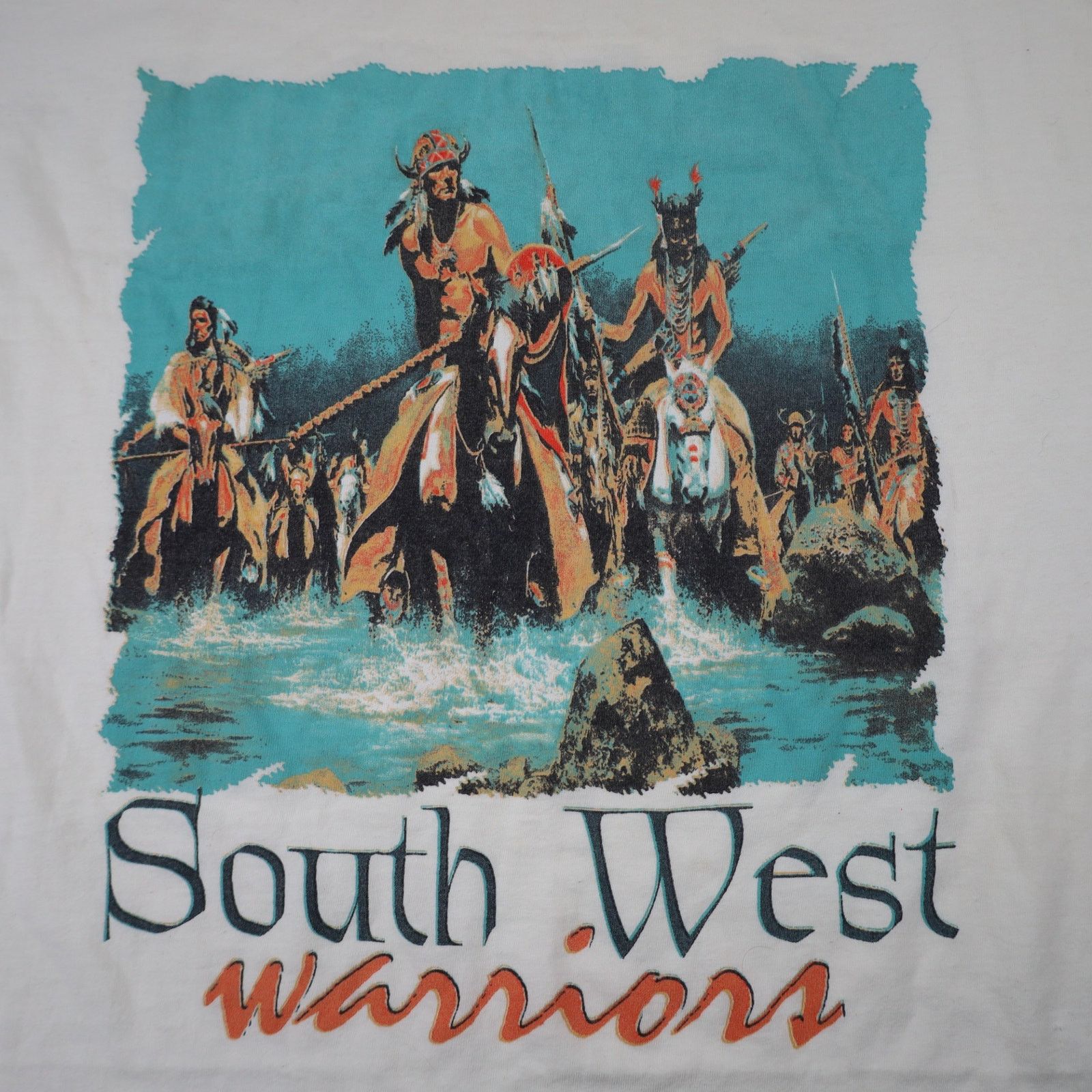 Vintage VTG South West Warriors Graphic Native American Art T Shirt Size US L / EU 52-54 / 3 - 4 Thumbnail