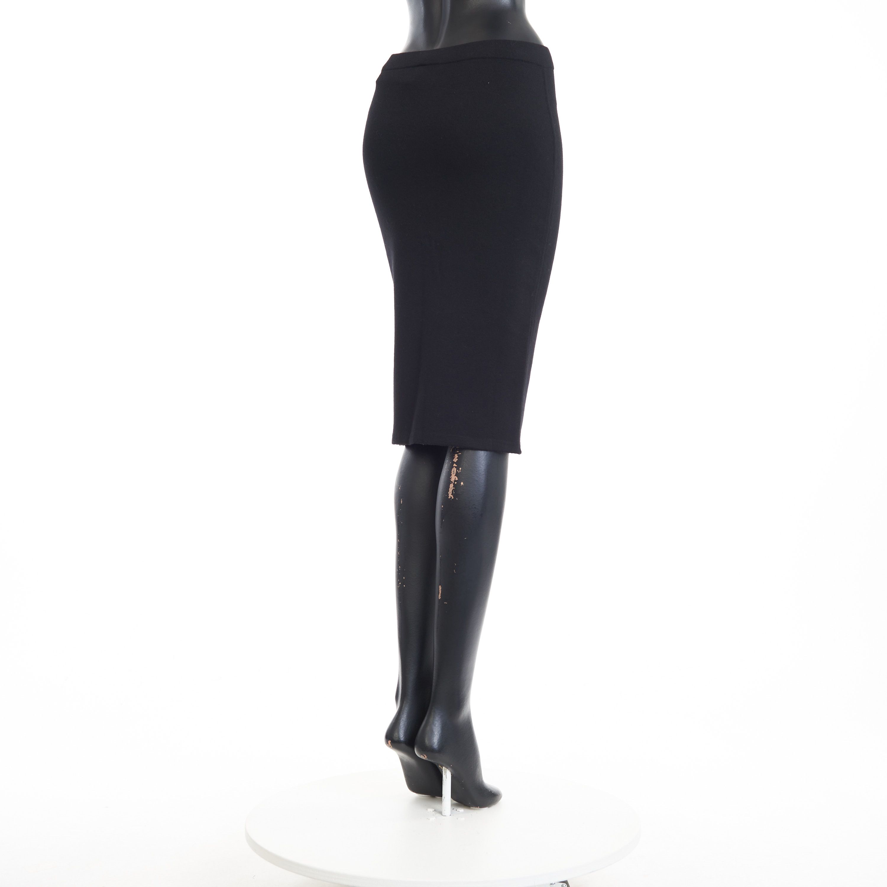 Saint Laurent Paris Black Pencil Skirt - Fine-Knit Wool Size 28" / US 6 / IT 42 - 6 Thumbnail